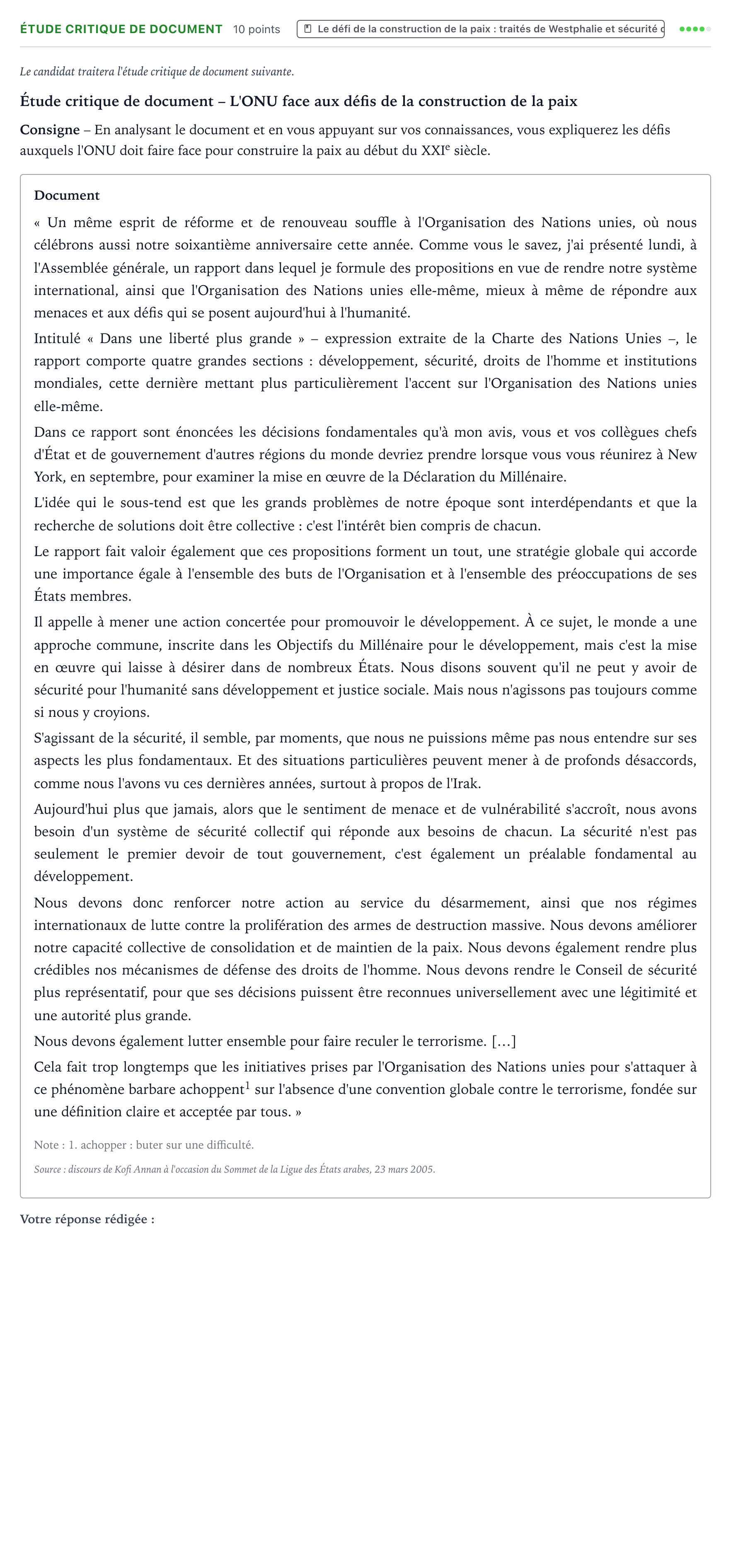 Énoncé: Exercice Étude critique de document · Bac Histoire-Géographie, Géopolitique et Sciences Politiques Antilles-Guyane 2026 (jour 1)