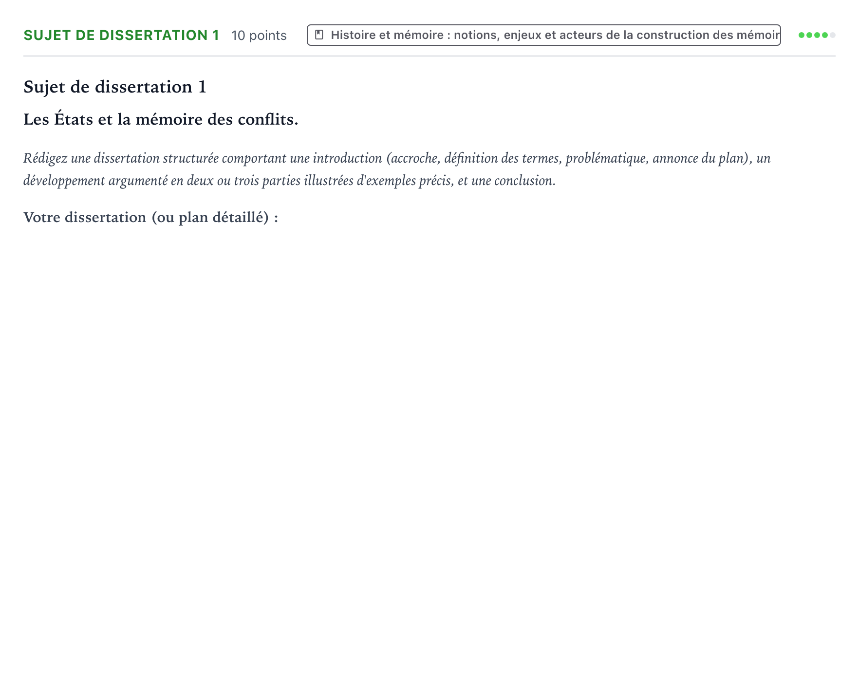 Énoncé: Sujet de dissertation 1 · Bac Histoire-Géographie, Géopolitique et Sciences Politiques Métropole 1 remplacement 2026