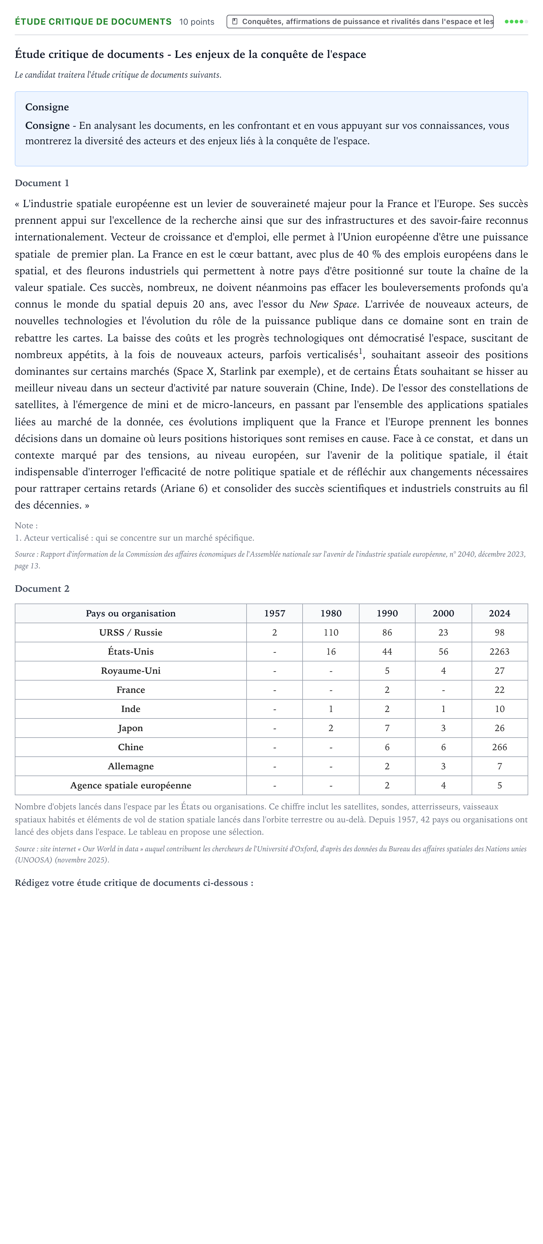Énoncé: Exercice Étude critique de documents · Bac Histoire-Géographie, Géopolitique et Sciences Politiques Métropole 1 remplacement 2026