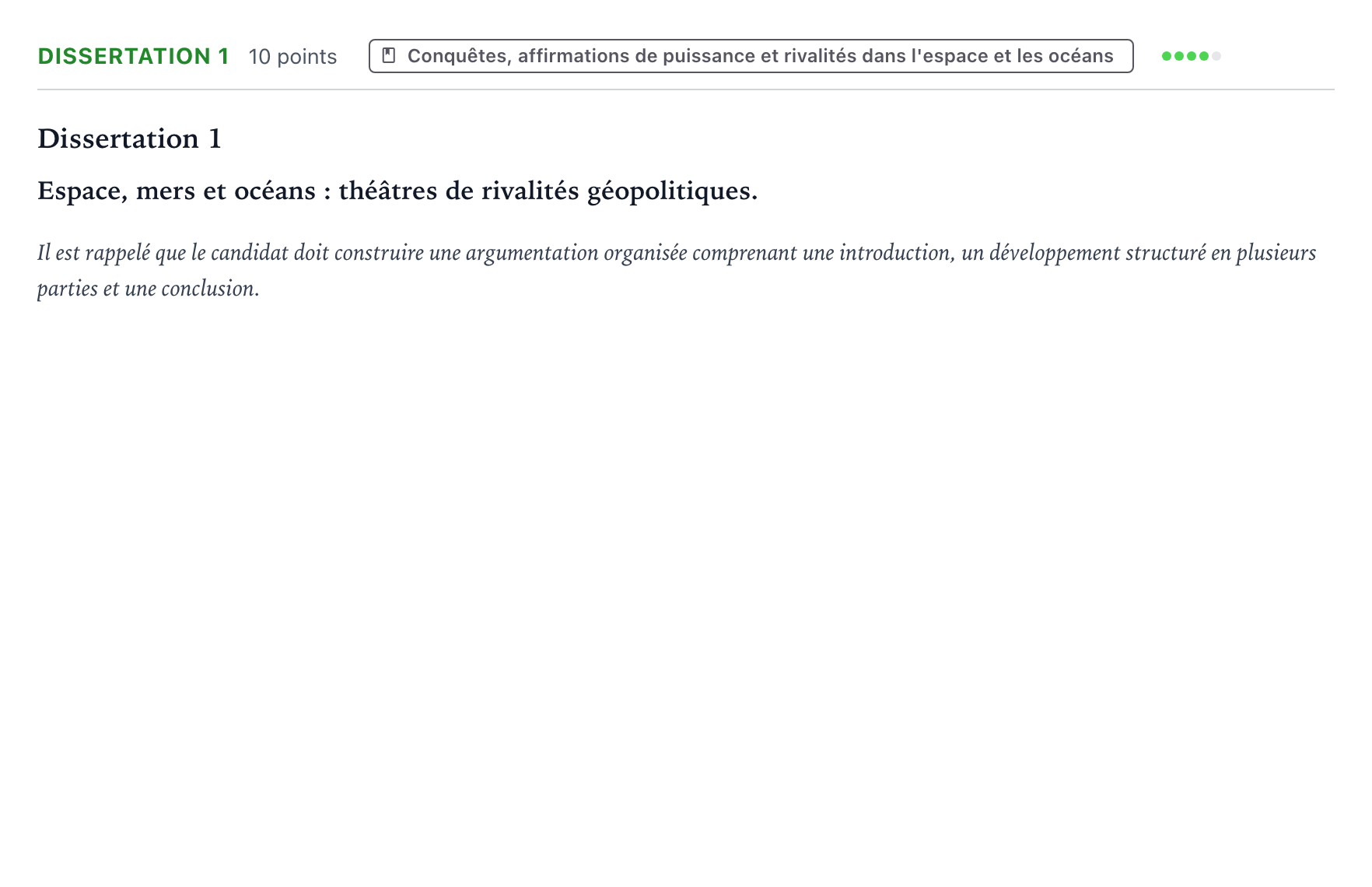 Énoncé: Dissertation 1 · Bac Histoire-Géographie, Géopolitique et Sciences Politiques Polynésie 2026 (jour 1)