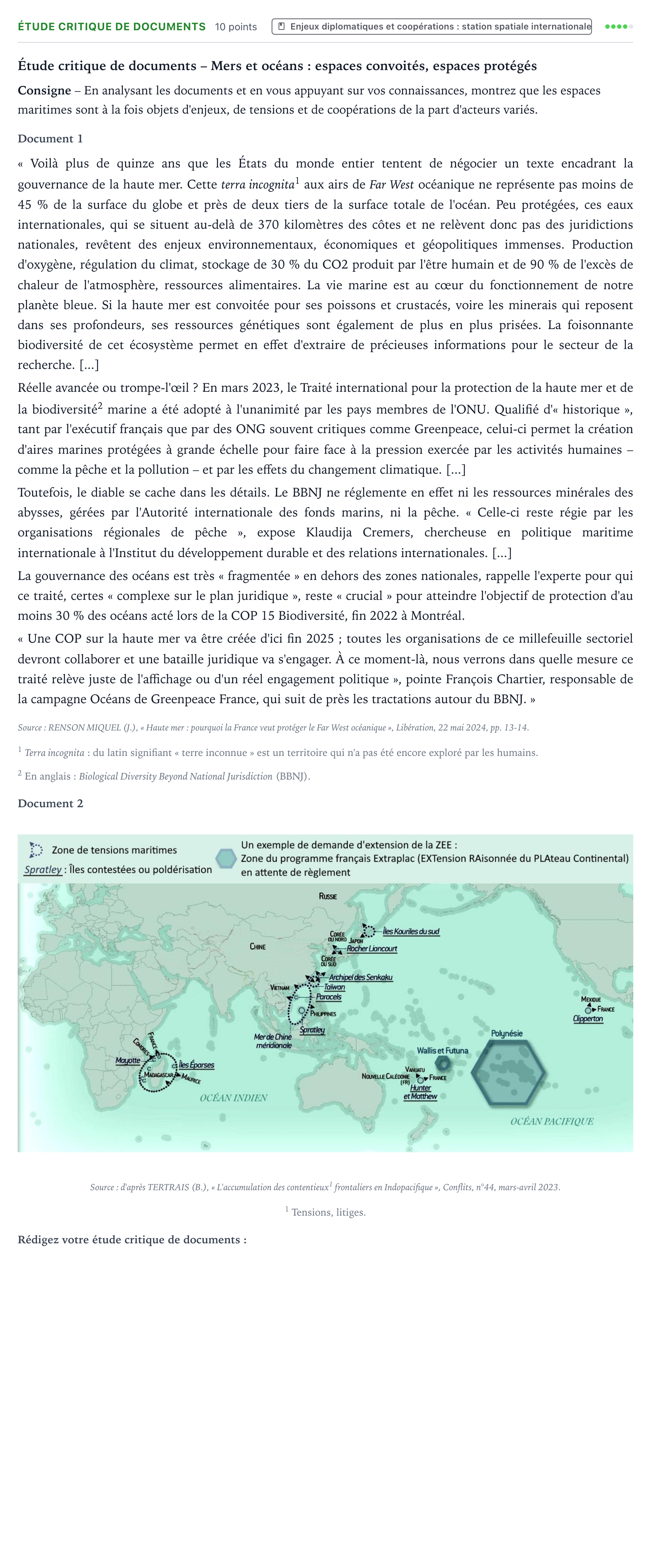 Énoncé: Exercice Étude critique de documents · Bac Histoire-Géographie, Géopolitique et Sciences Politiques Polynésie jour 1 - Remplacement 2026