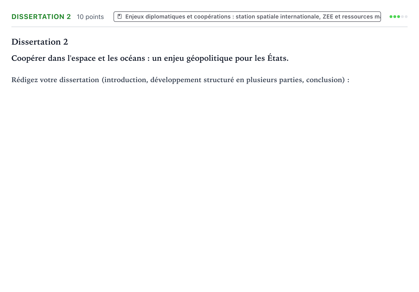 Énoncé: Dissertation 2 · Bac Histoire-Géographie, Géopolitique et Sciences Politiques Polynésie 2026 (jour 2)