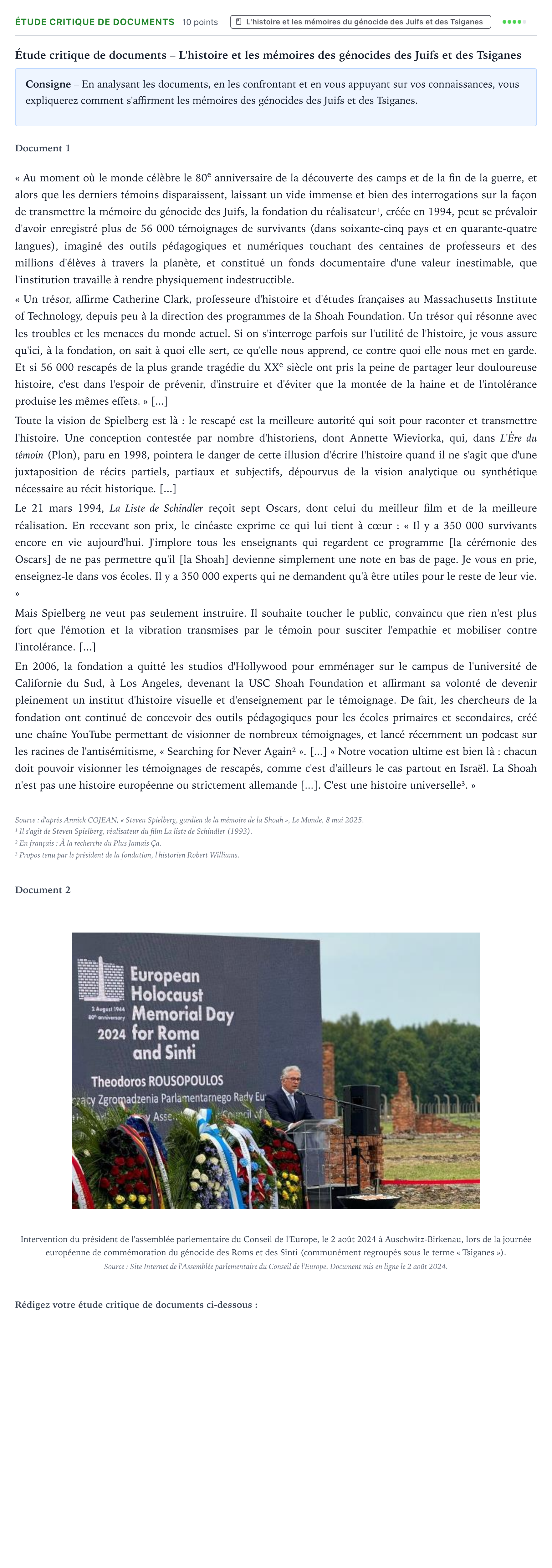 Énoncé: Exercice Étude critique de documents · Bac Histoire-Géographie, Géopolitique et Sciences Politiques Polynésie 2026 (jour 2)