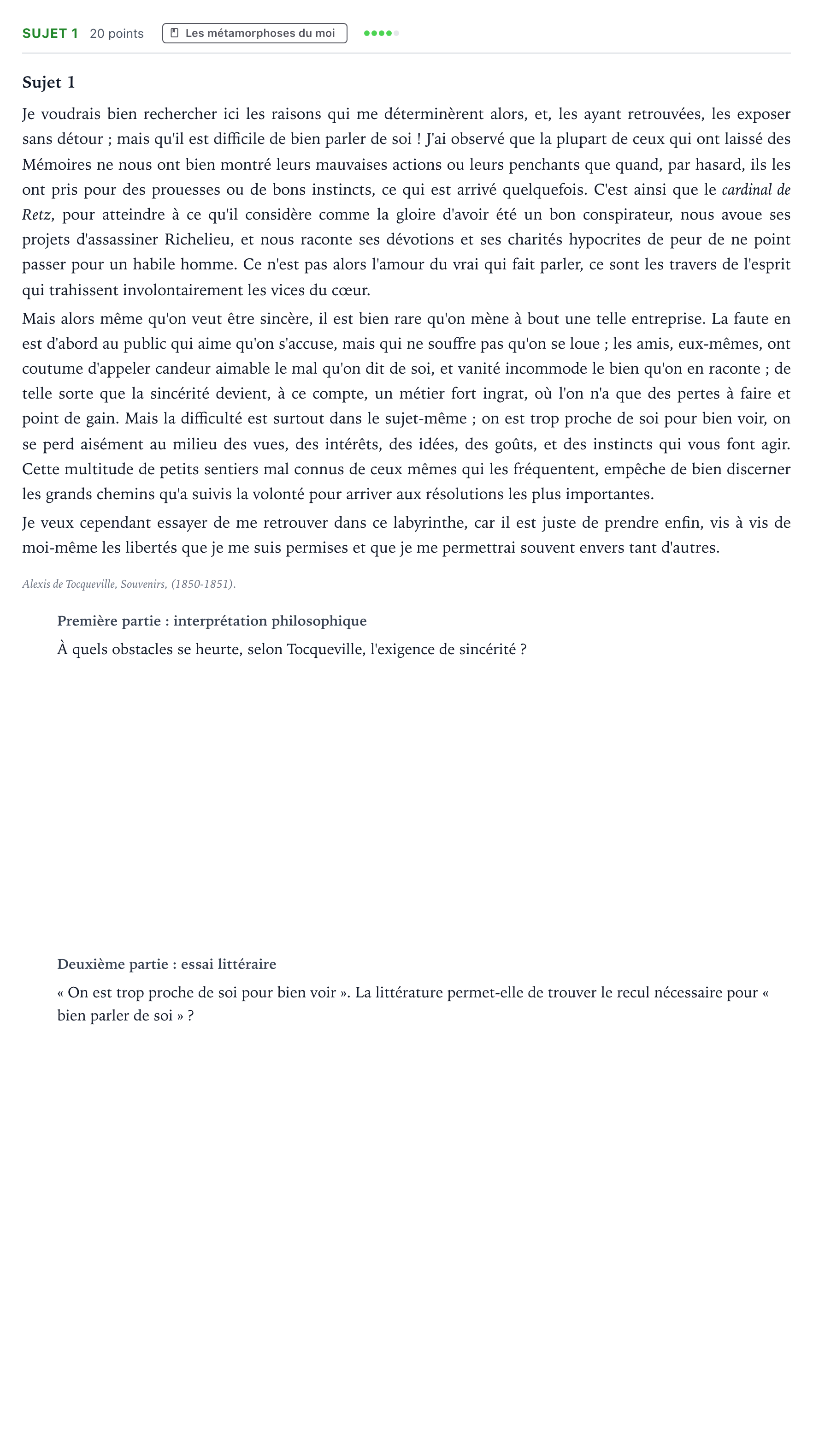 Énoncé: Sujet 1 · Bac Humanités, Littérature et Philosophie Métropole Candidat libre 2021 (sujet 2)