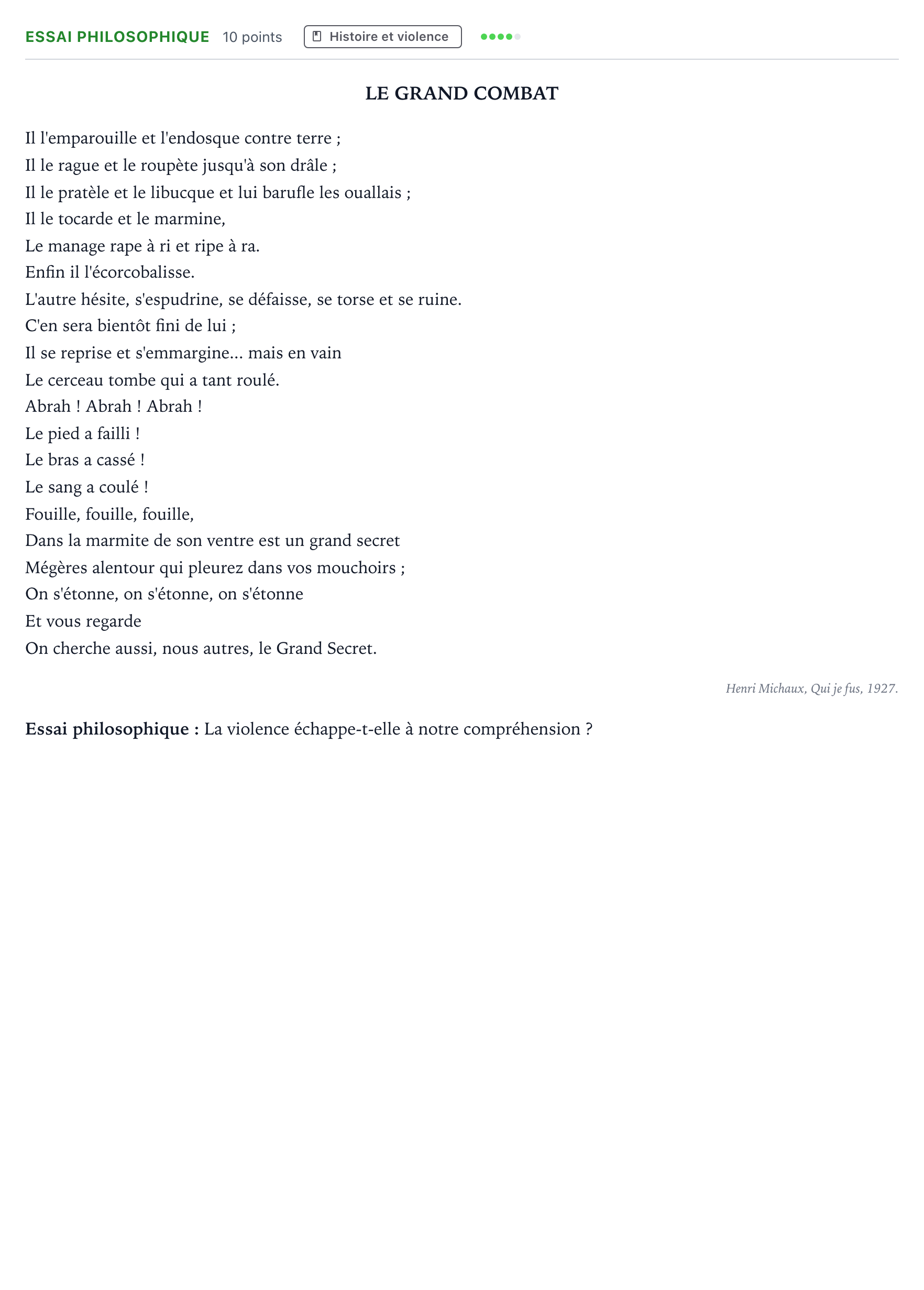 Énoncé: Exercice Essai philosophique · Bac Humanités, Littérature et Philosophie Sujets zéro et spécimens sujet 2021 (sujet 3)