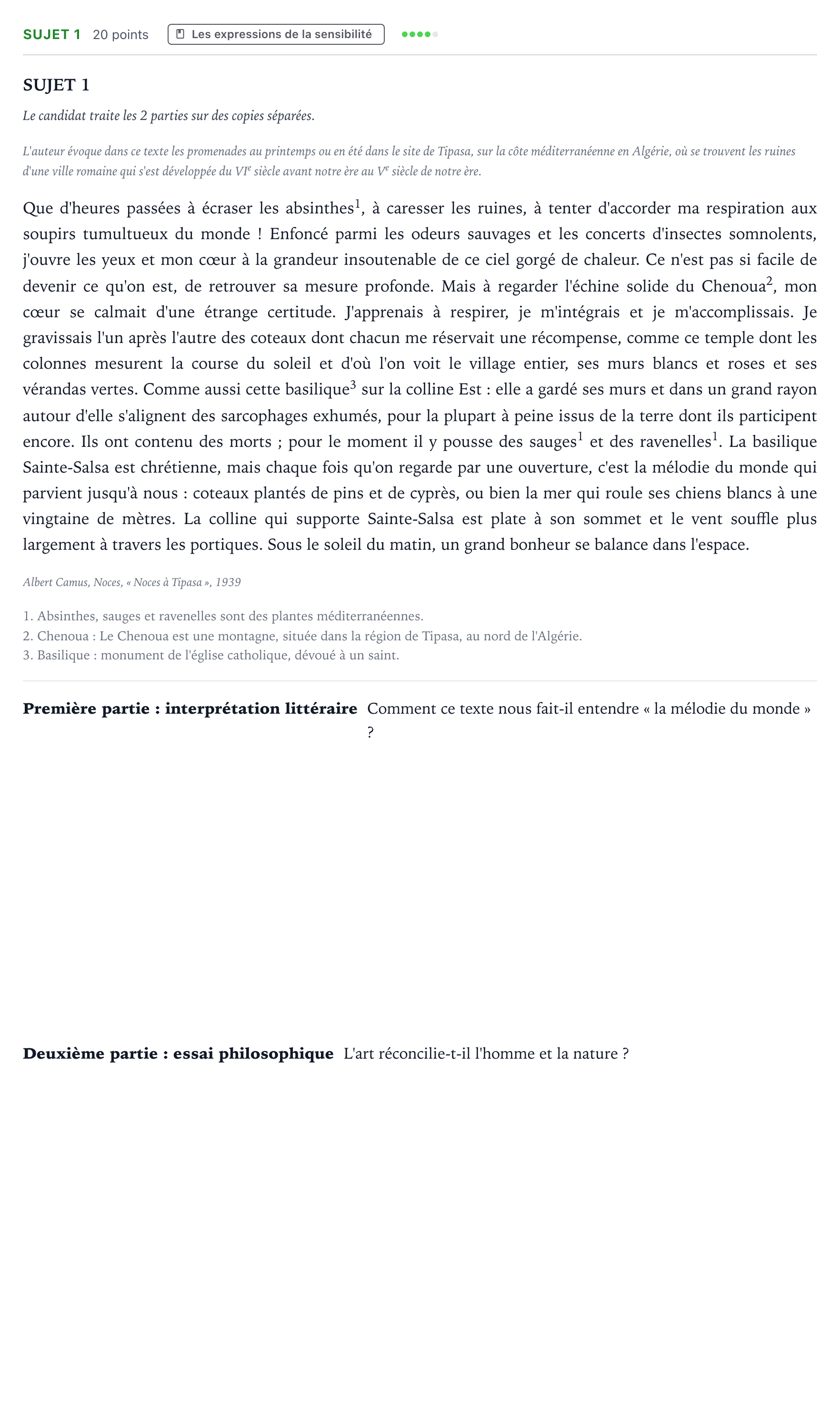 Énoncé: Sujet 1 · Bac Humanités, Littérature et Philosophie Amérique du Nord 2022 (jour 1)