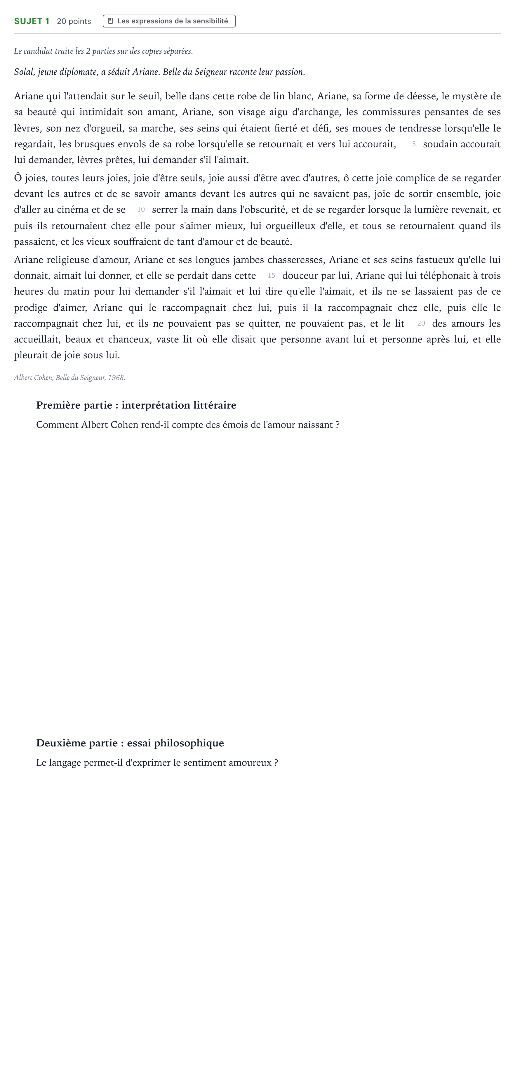 Énoncé: Sujet 1 · Bac Humanités, Littérature et Philosophie Amérique du Sud 2022 (jour 1)
