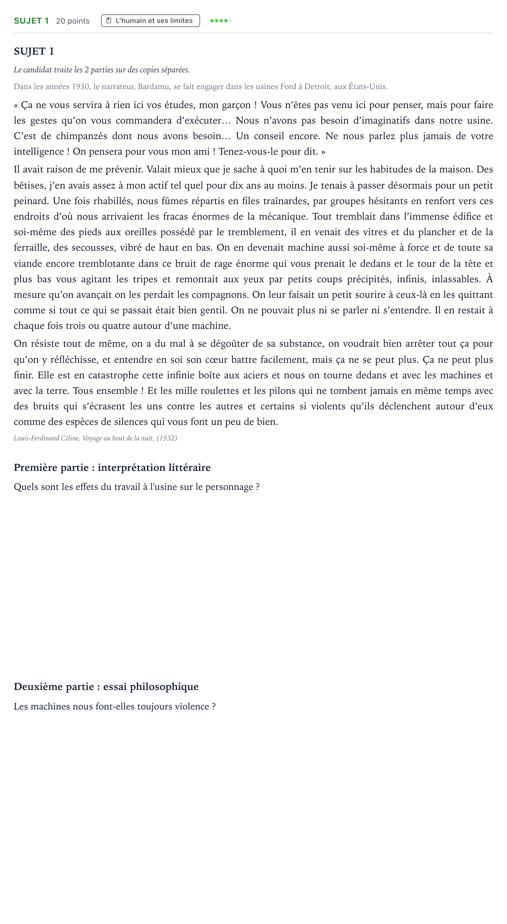 Énoncé: Sujet 1 · Bac Humanités, Littérature et Philosophie Asie 2022 (jour 1)
