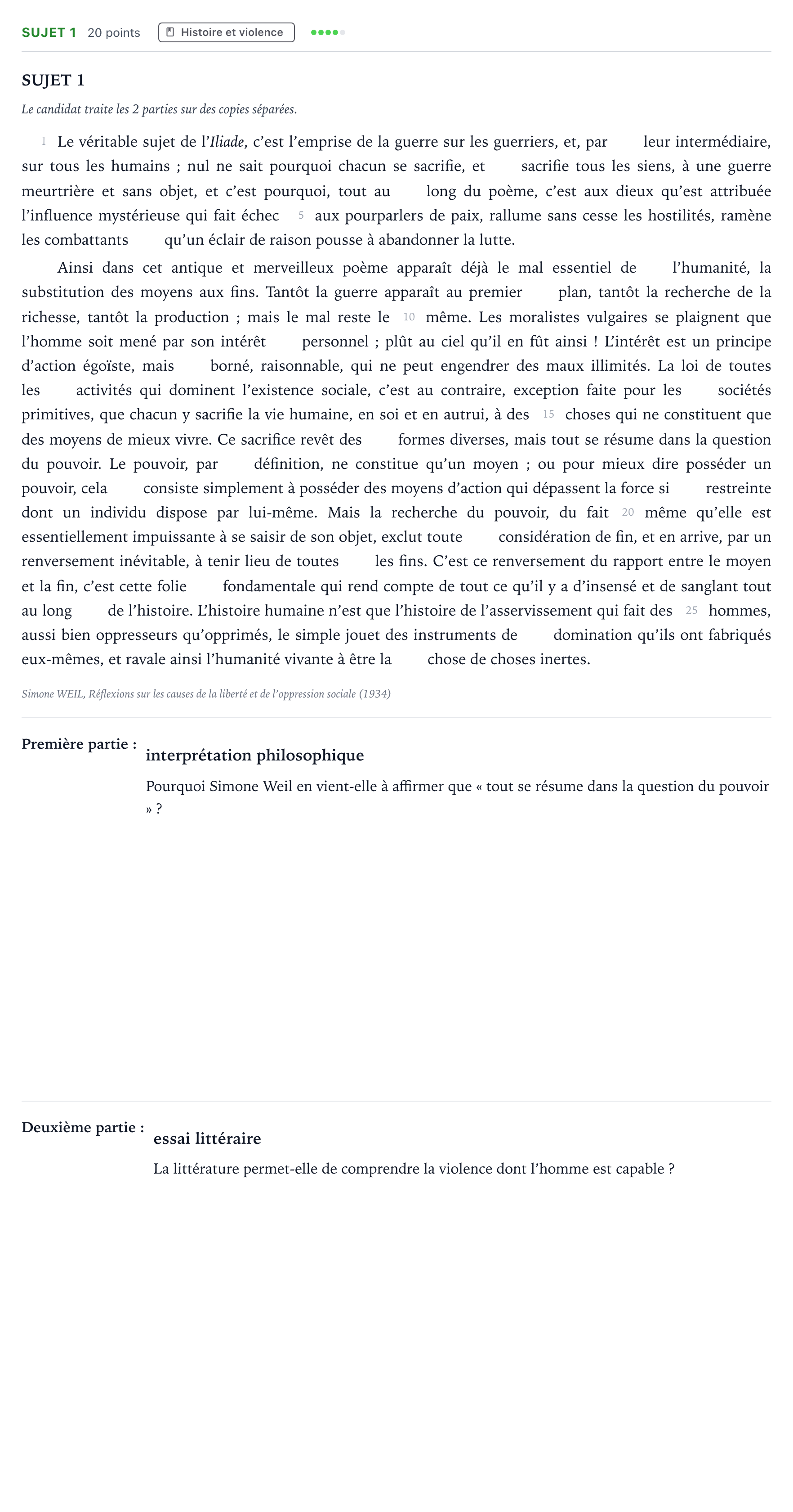 Énoncé: Sujet 1 · Bac Humanités, Littérature et Philosophie Centres étrangers (Afrique) 2022 (jour 1)