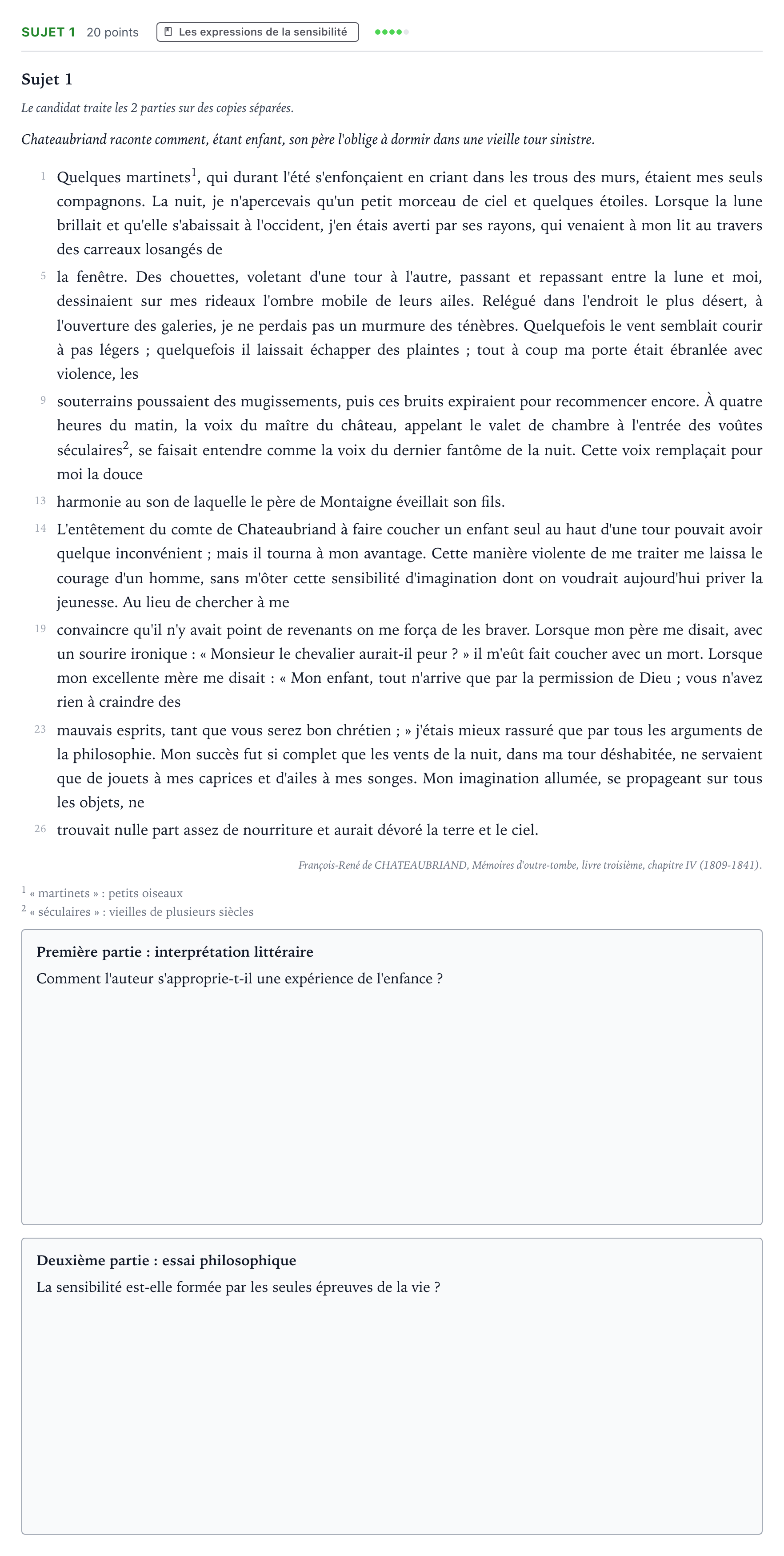 Énoncé: Sujet 1 · Bac Humanités, Littérature et Philosophie Centres étrangers (Afrique) 2022 (jour 2)