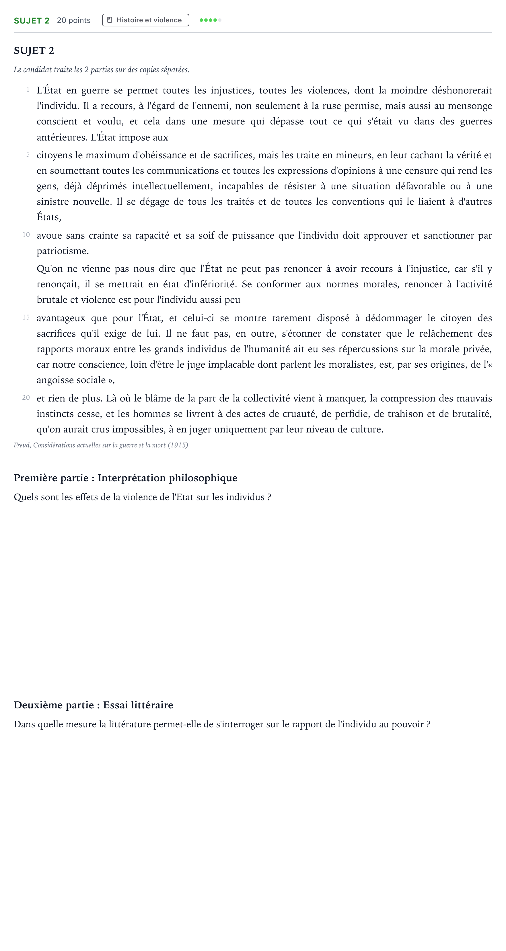 Énoncé: Sujet 2 · Bac Humanités, Littérature et Philosophie Centres étrangers (Afrique) 2022 (jour 2)