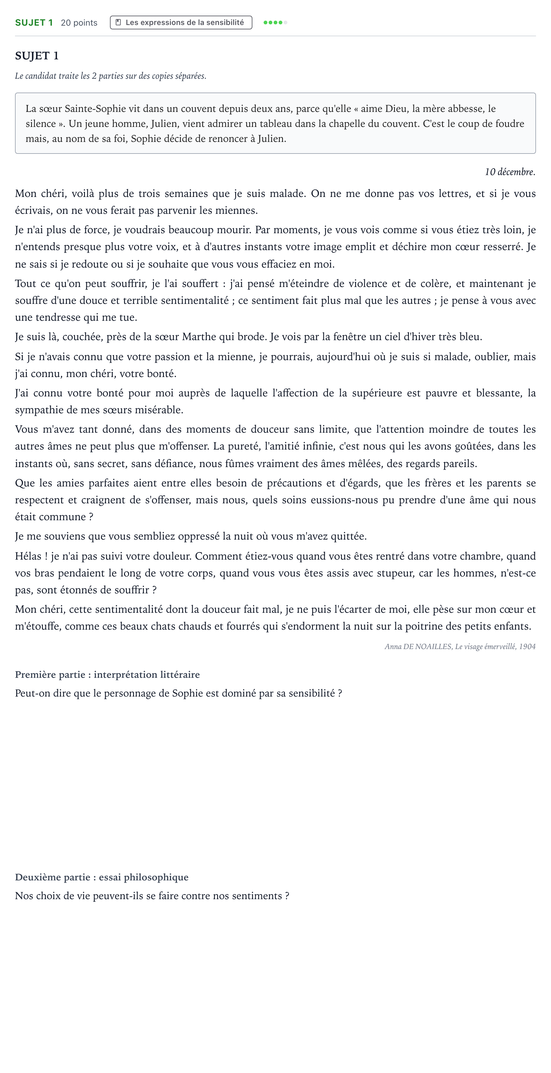 Énoncé: Sujet 1 · Bac Humanités, Littérature et Philosophie Mayotte-Liban 2022 (jour 2)