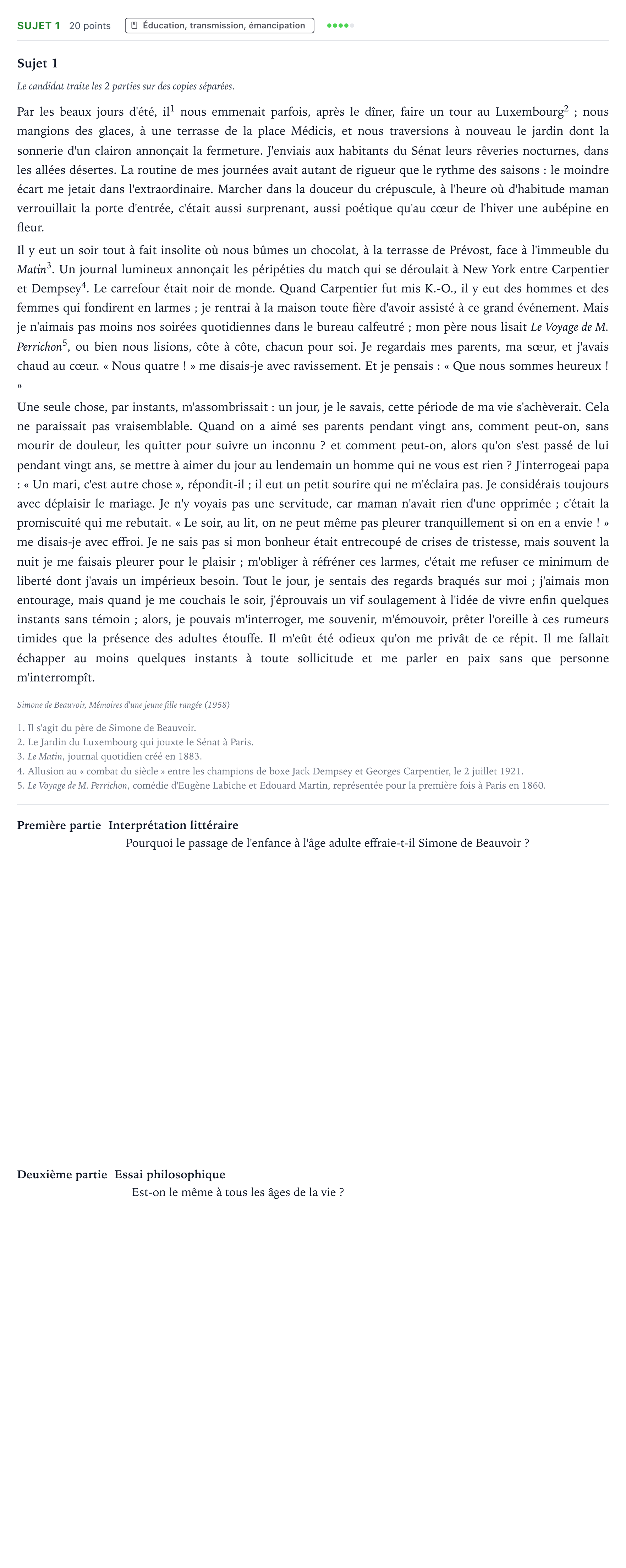 Énoncé: Sujet 1 · Bac Humanités, Littérature et Philosophie Polynésie 2022 (jour 1)