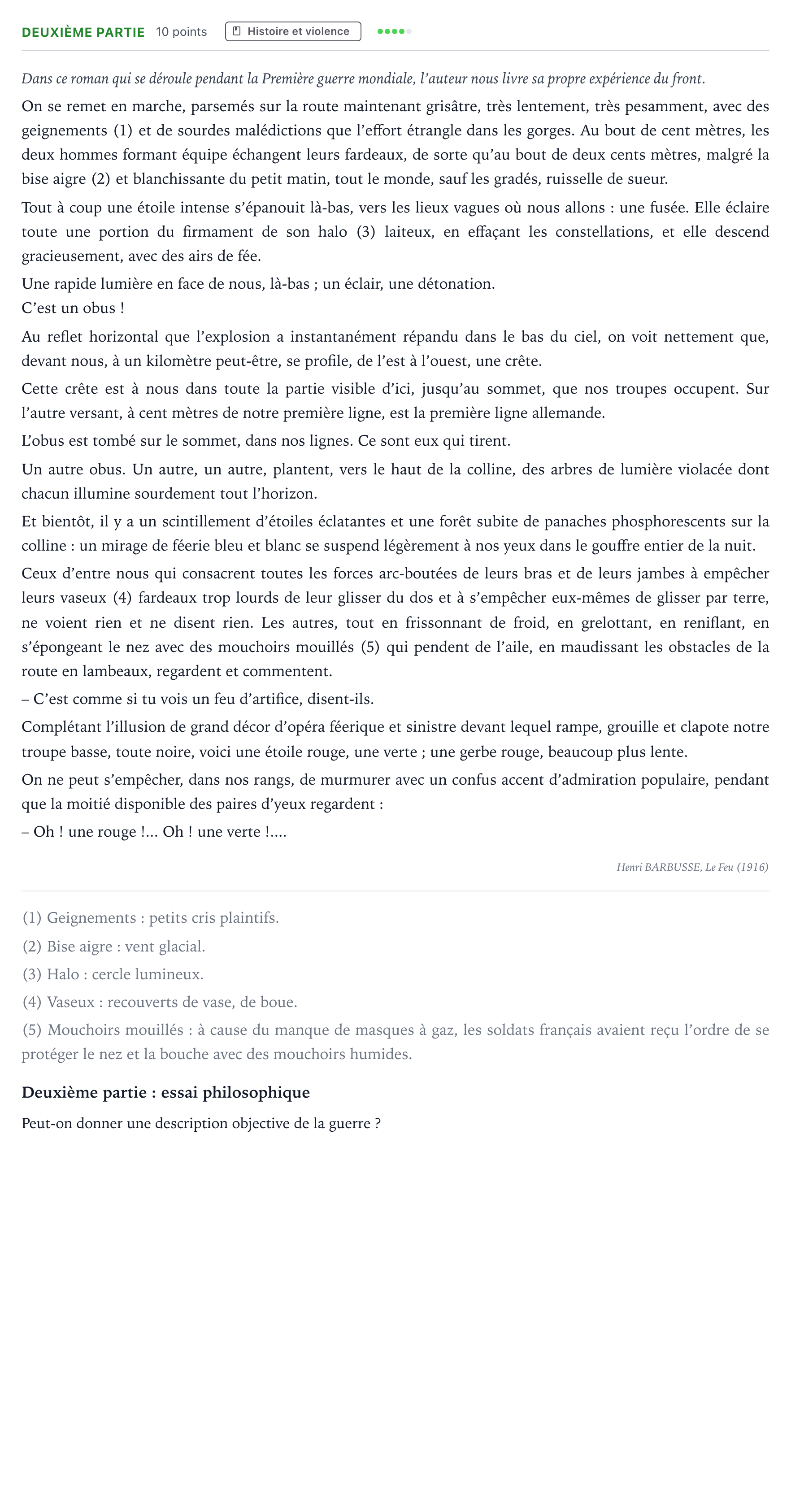Énoncé: Exercice Deuxième partie · Bac Humanités, Littérature et Philosophie Amérique du Nord 2023 (jour 2)