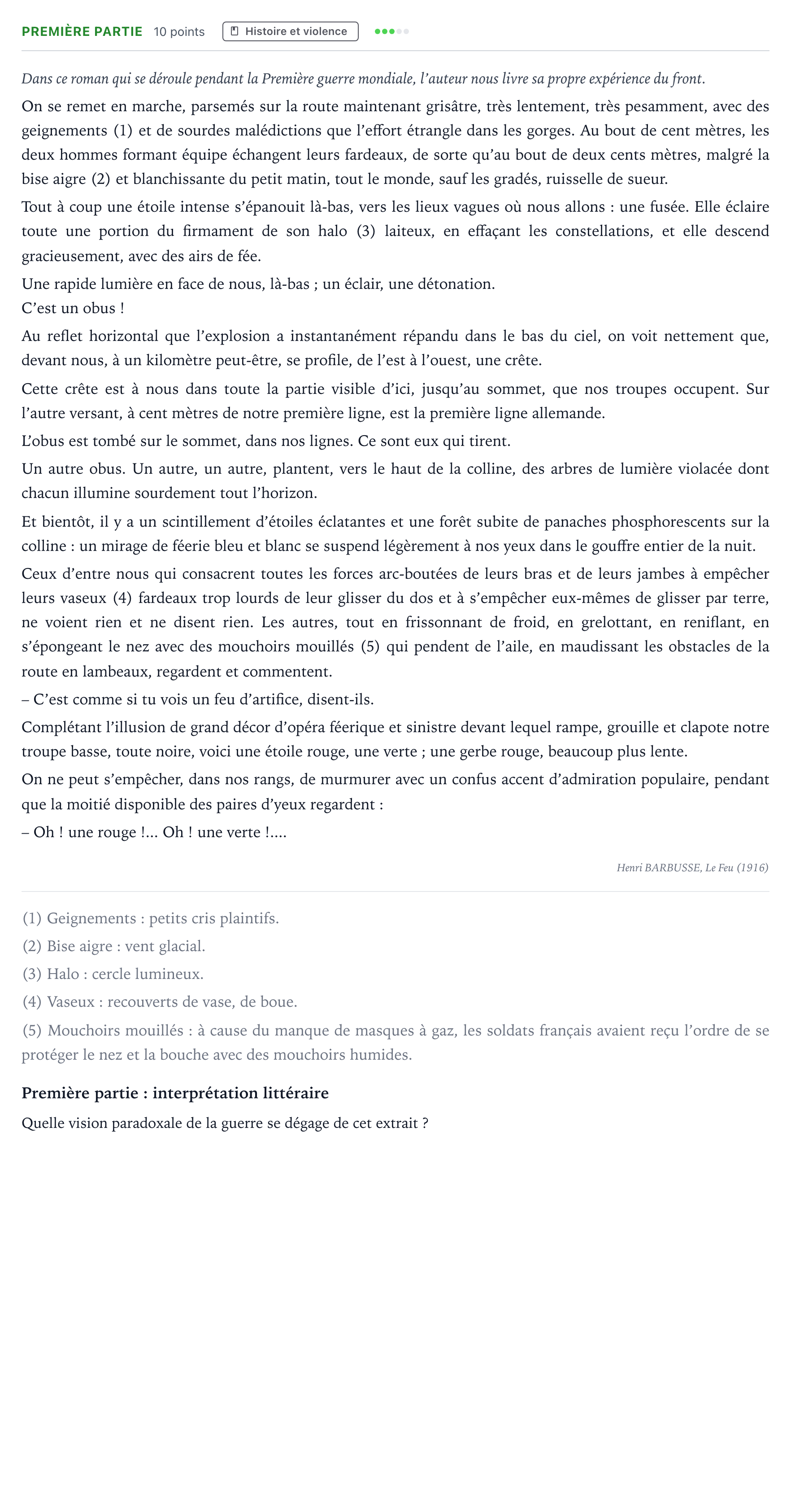 Énoncé: Exercice Première partie · Bac Humanités, Littérature et Philosophie Amérique du Nord 2023 (jour 2)