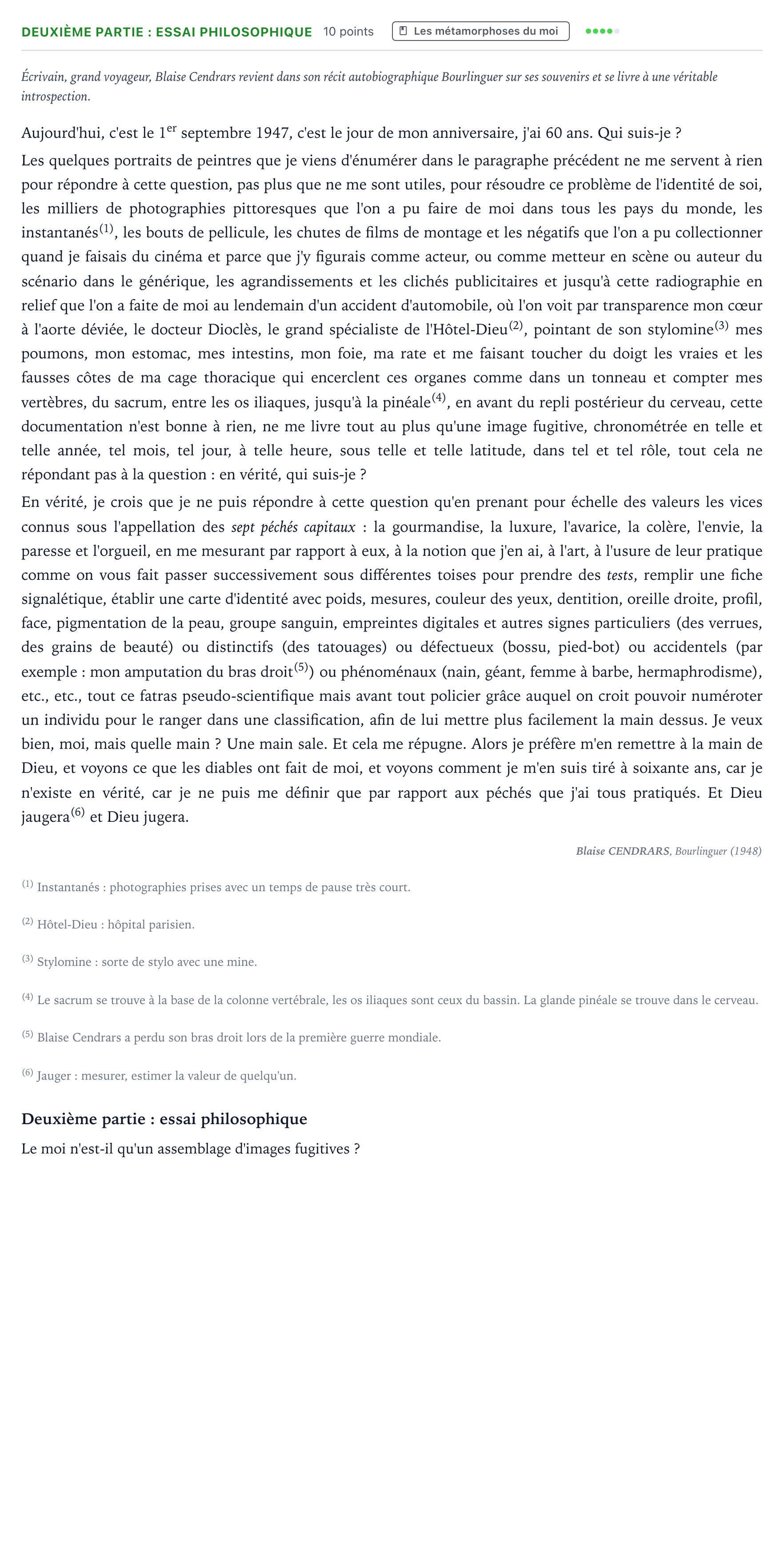 Énoncé: Exercice Deuxième partie : essai philosophique · Bac Humanités, Littérature et Philosophie Liban 2023 (jour 1)