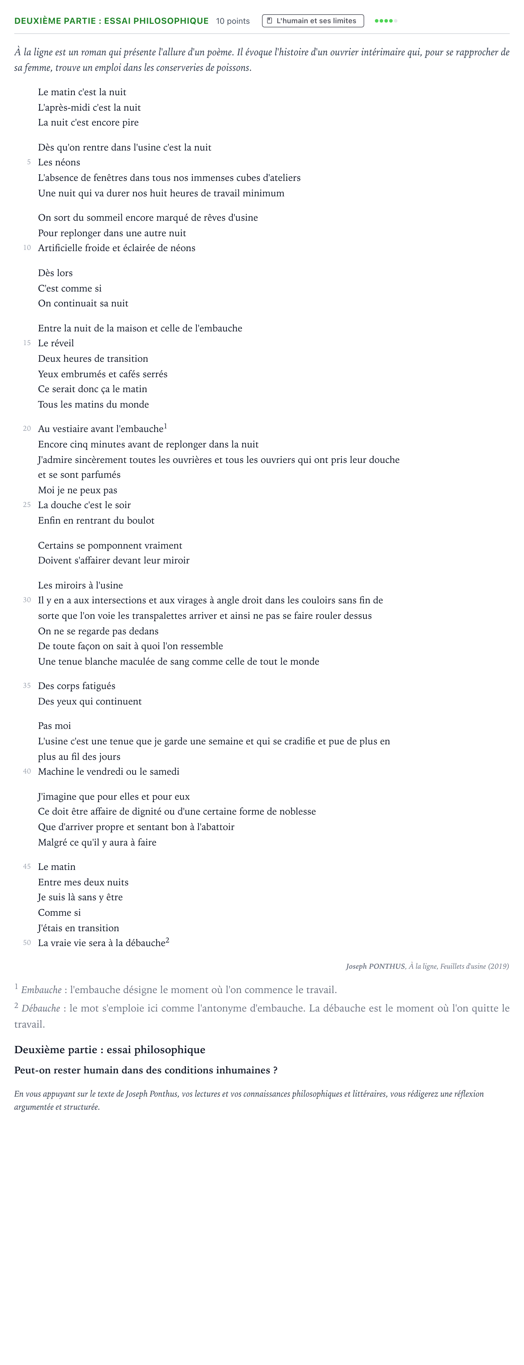 Énoncé: Exercice Deuxième partie : essai philosophique · Bac Humanités, Littérature et Philosophie Nouvelle-Calédonie 2023 (jour 1)