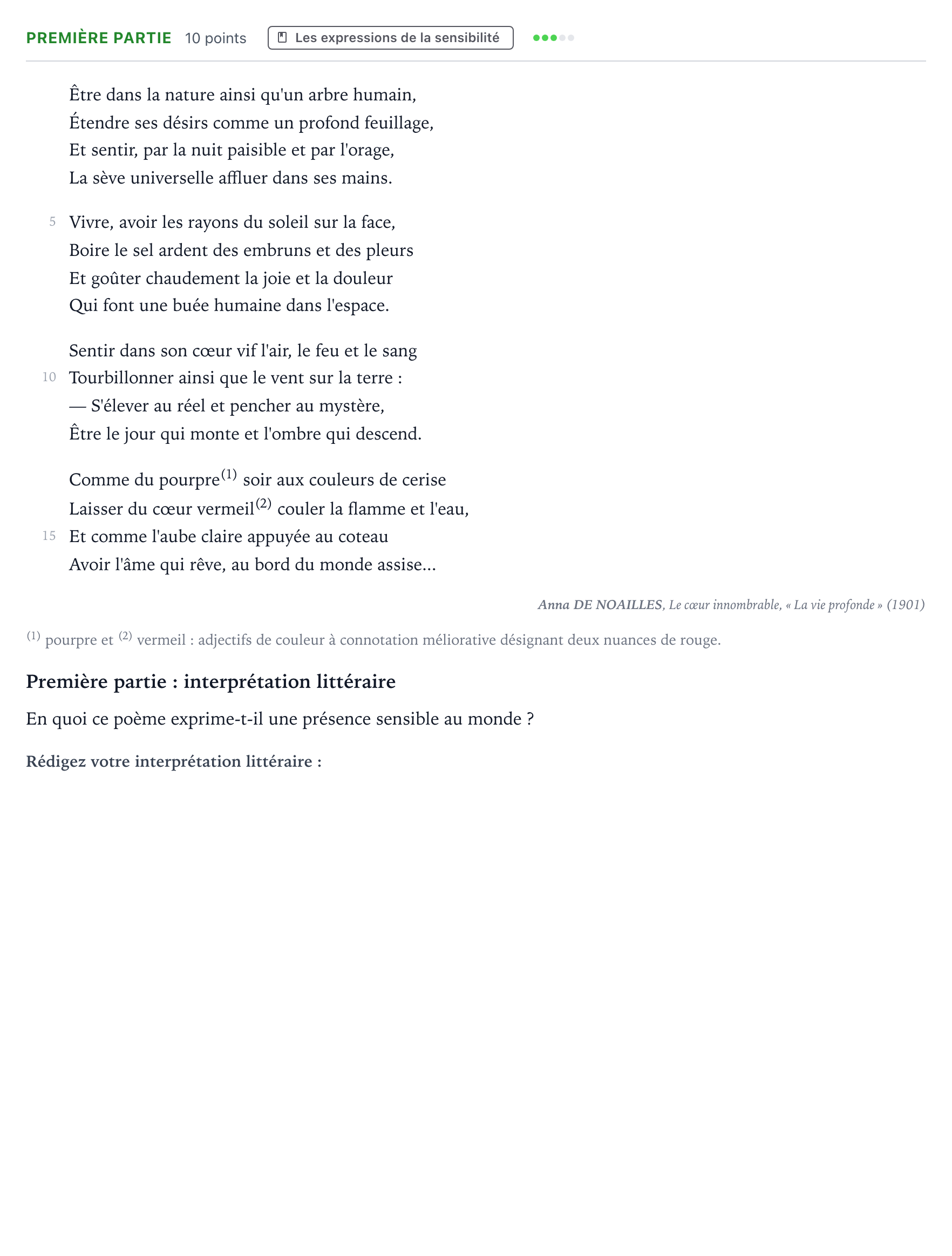 Énoncé: Exercice Première partie · Bac Humanités, Littérature et Philosophie Amérique du Nord 2024 (jour 1)