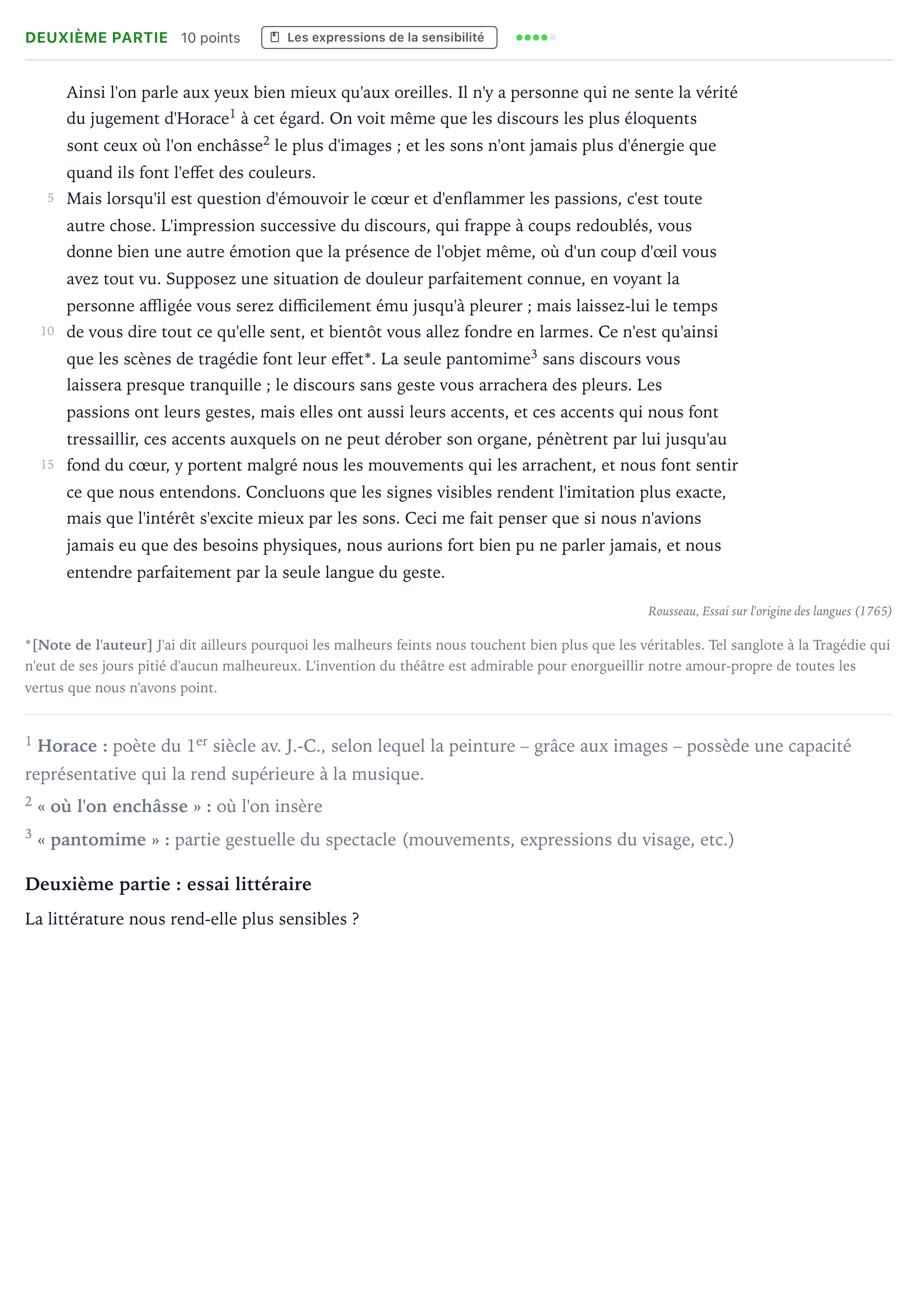 Énoncé: Exercice Deuxième partie · Bac Humanités, Littérature et Philosophie Asie 2024 (jour 2)