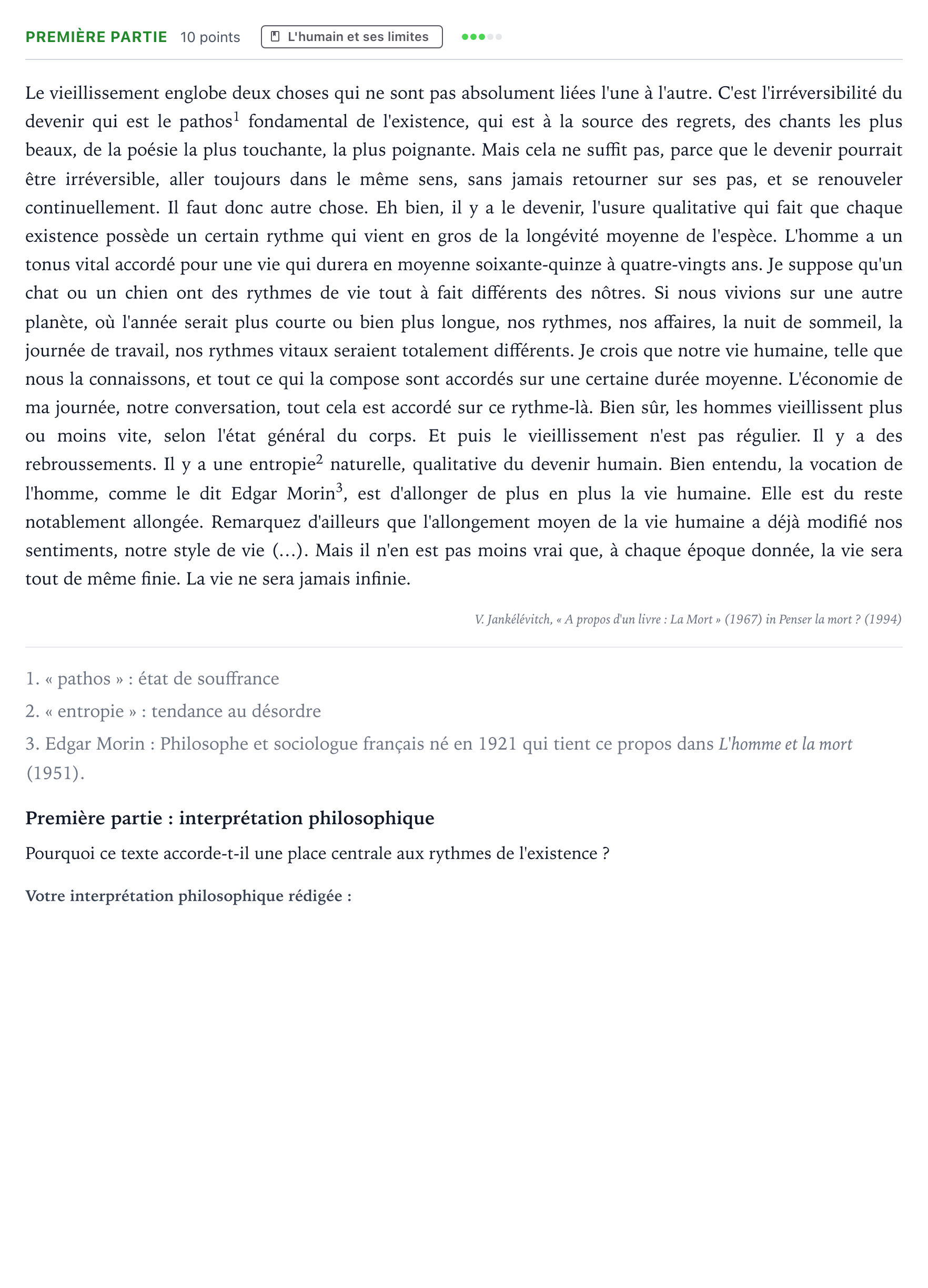 Énoncé: Exercice Première partie · Bac Humanités, Littérature et Philosophie Métropole 2 remplacement 2024