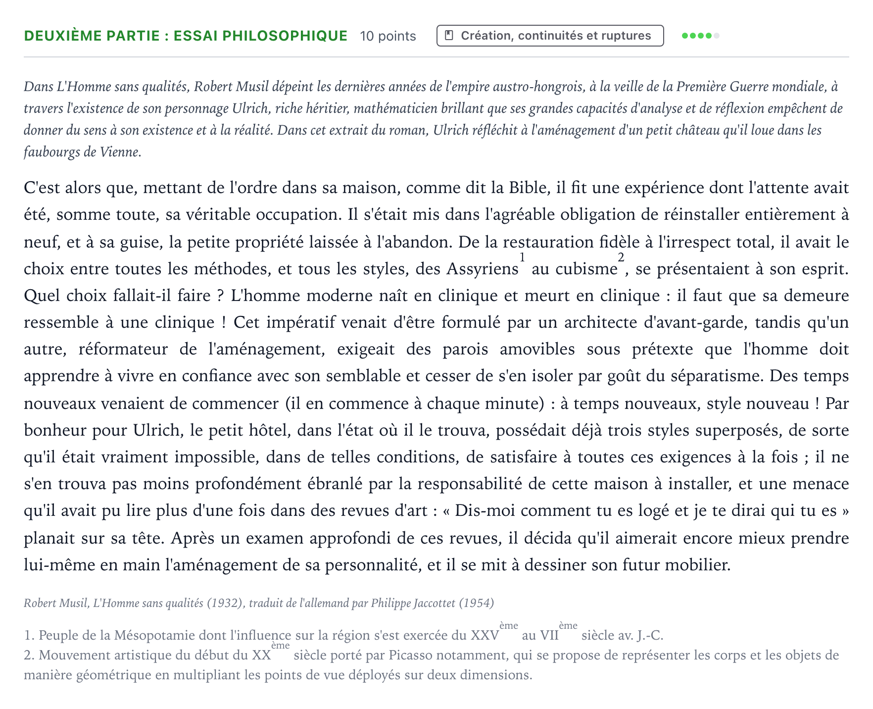 Énoncé: Exercice Deuxième partie : Essai philosophique · Bac Humanités, Littérature et Philosophie Polynésie 2024 (jour 2)