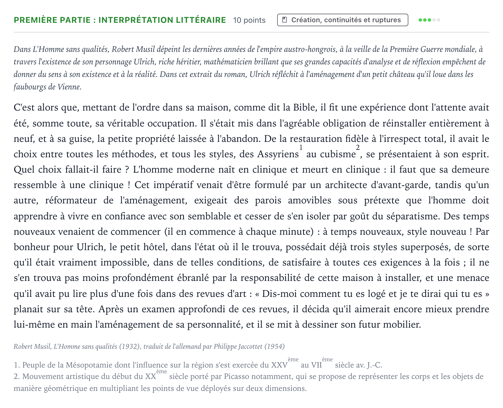 Énoncé: Exercice Première partie : Interprétation littéraire · Bac Humanités, Littérature et Philosophie Polynésie 2024 (jour 2)