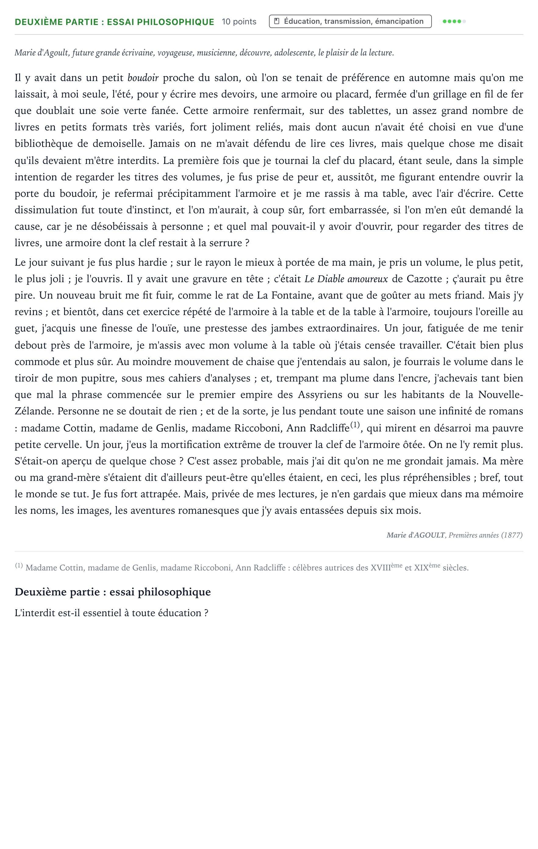 Énoncé: Exercice Deuxième partie : essai philosophique · Bac Humanités, Littérature et Philosophie Centres étrangers (Afrique) 2025 (jour 1)