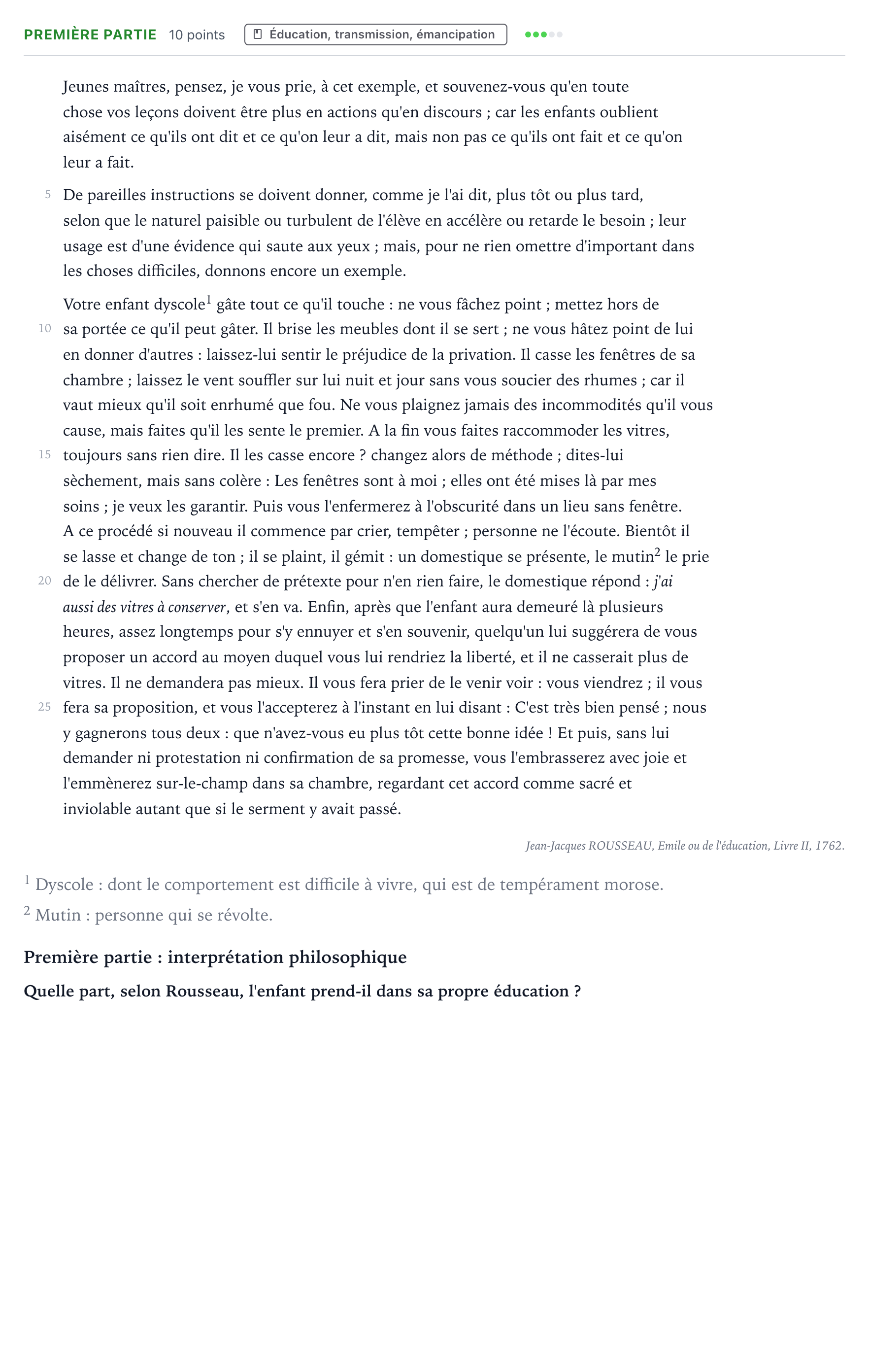 Énoncé: Exercice Première partie · Bac Humanités, Littérature et Philosophie Nouvelle-Calédonie 2025 (jour 1)