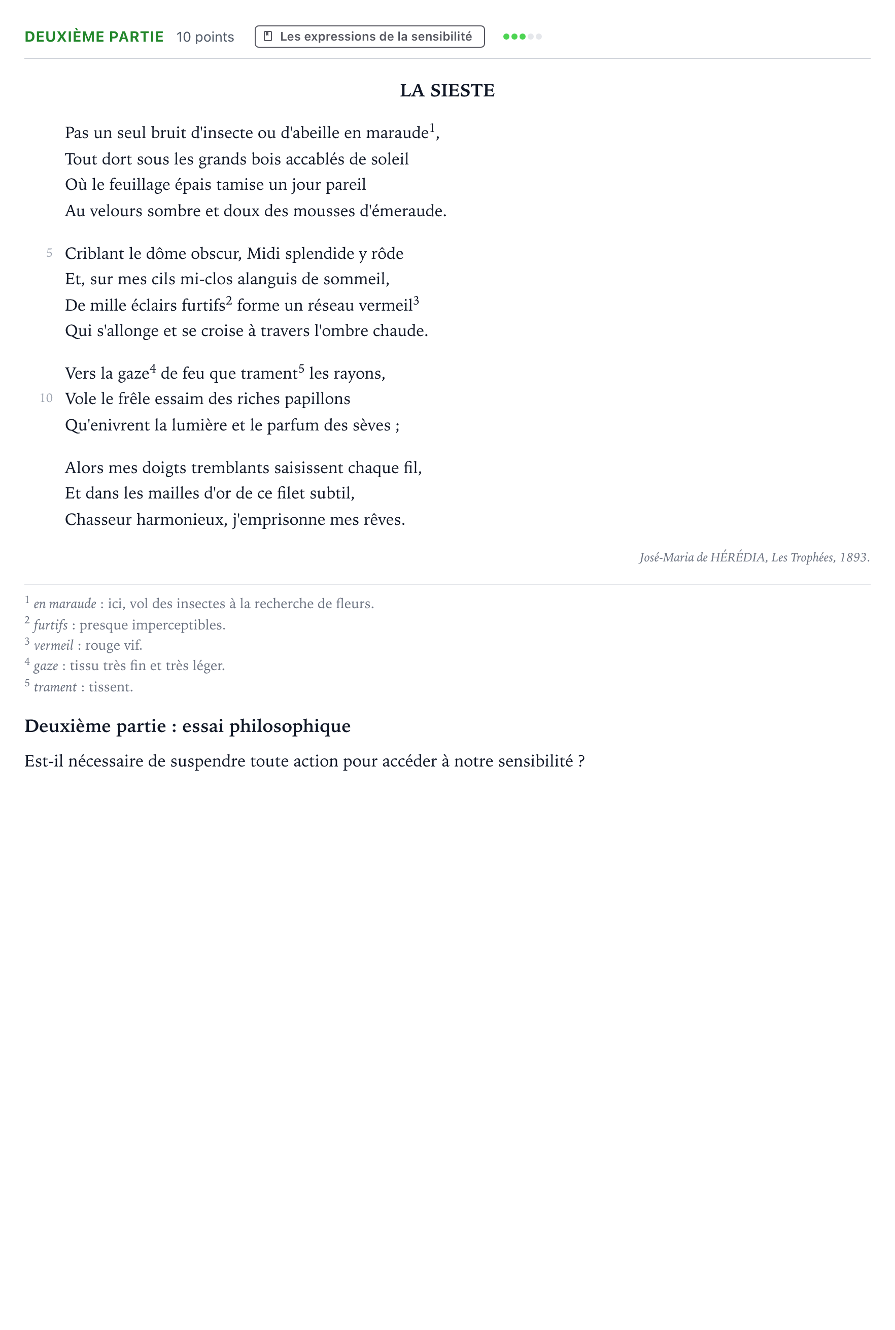 Énoncé: Exercice Deuxième partie · Bac Humanités, Littérature et Philosophie Asie 2026 (jour 2)