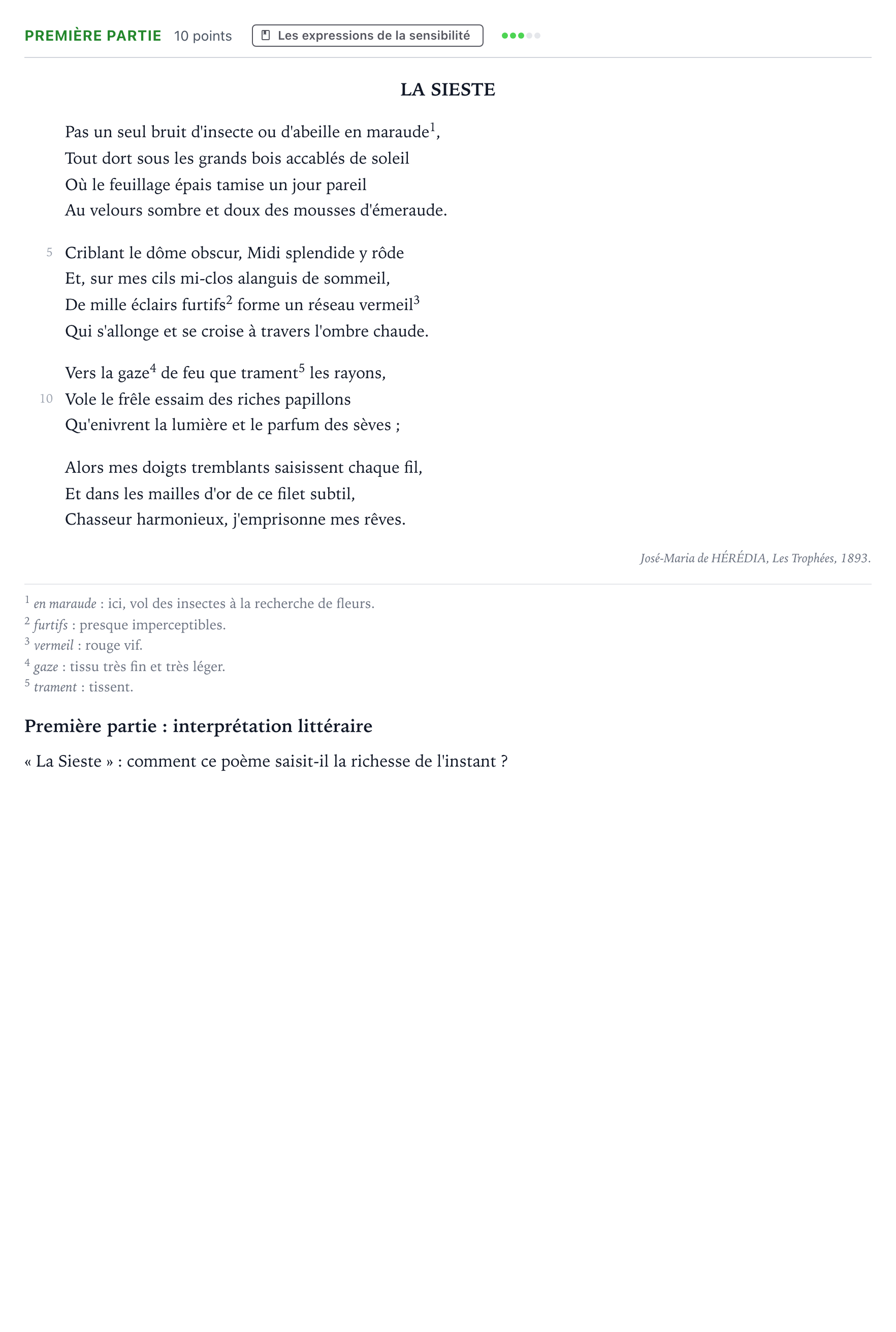 Énoncé: Exercice Première partie · Bac Humanités, Littérature et Philosophie Asie 2026 (jour 2)