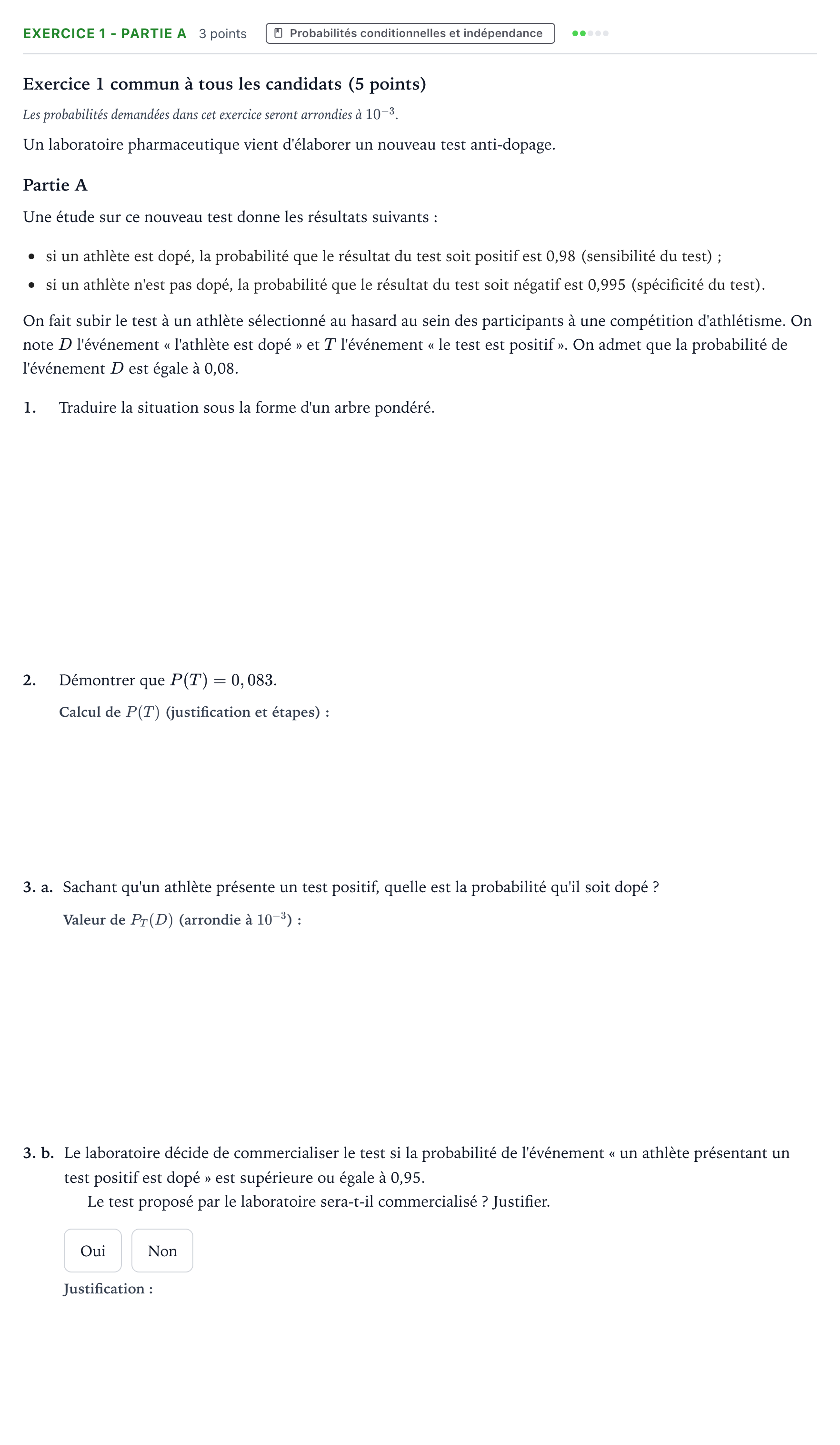 Énoncé: Exercice 1 - Partie A · Bac Mathématiques Amérique du Nord 2021 (jour 1)