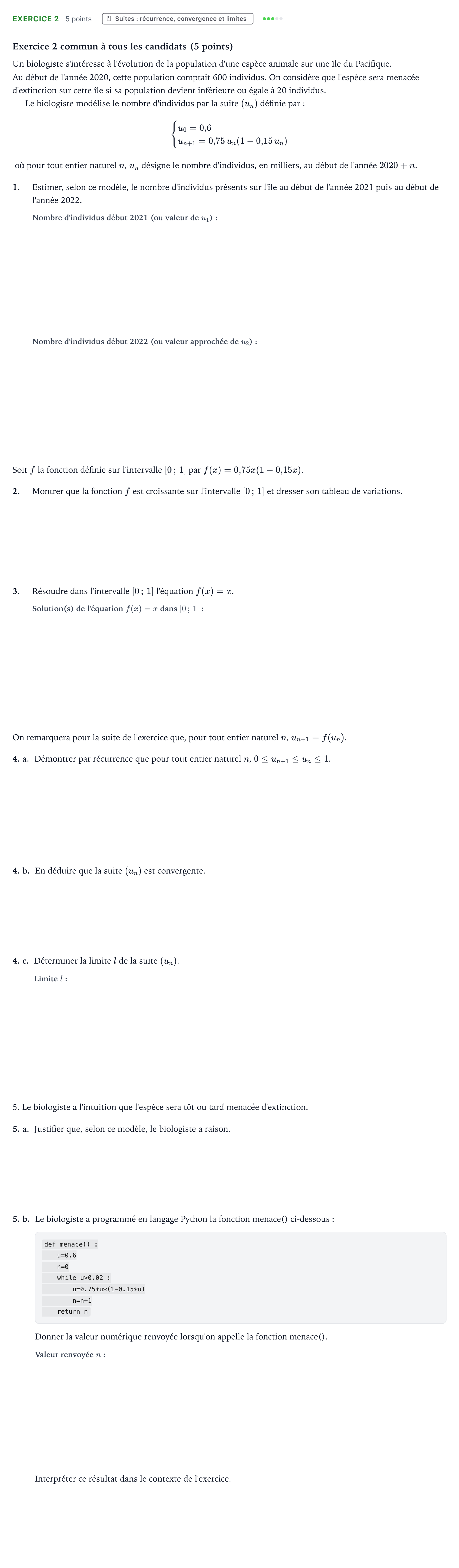 Énoncé: Exercice 2 · Bac Mathématiques Amérique du Nord 2021 (jour 1)