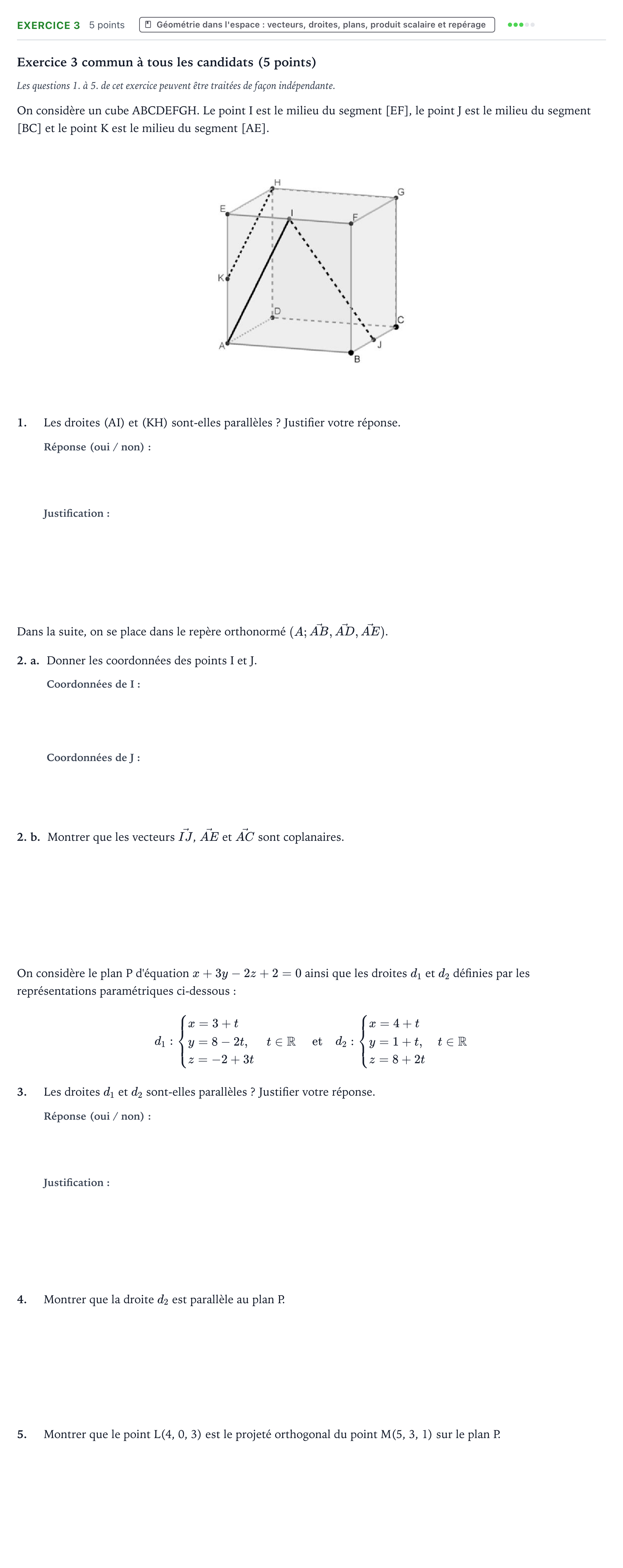 Énoncé: Exercice 3 · Bac Mathématiques Amérique du Nord 2021 (jour 1)