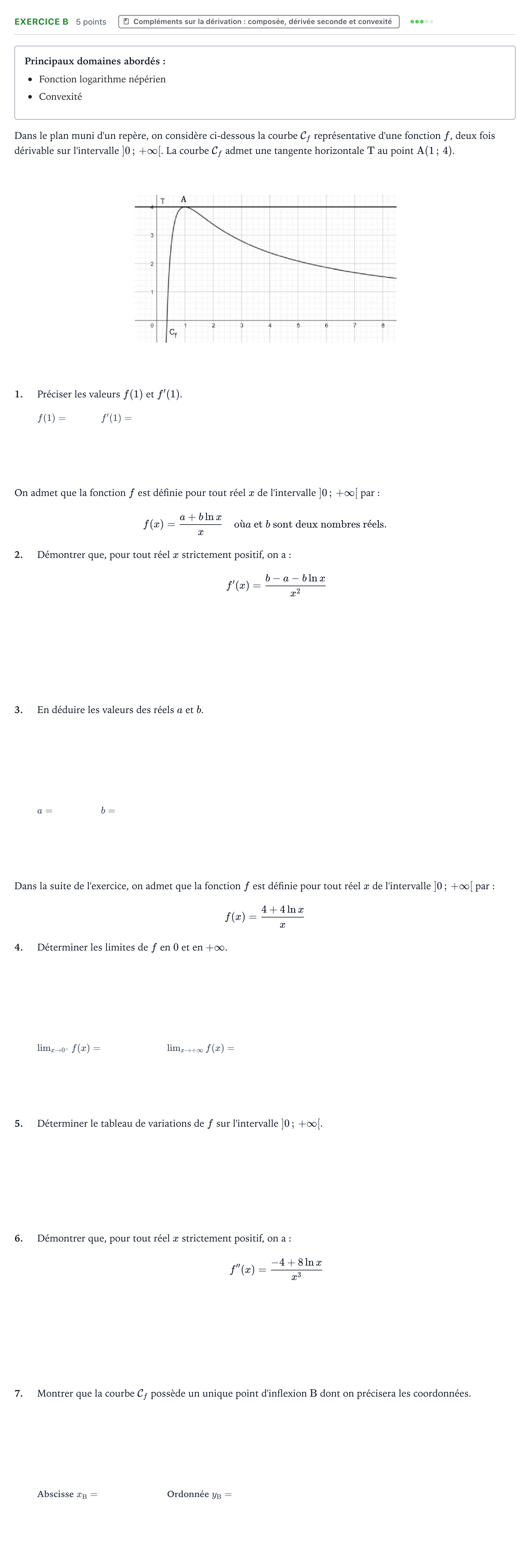 Énoncé: Exercice B · Bac Mathématiques Amérique du Nord 2021 (jour 1)