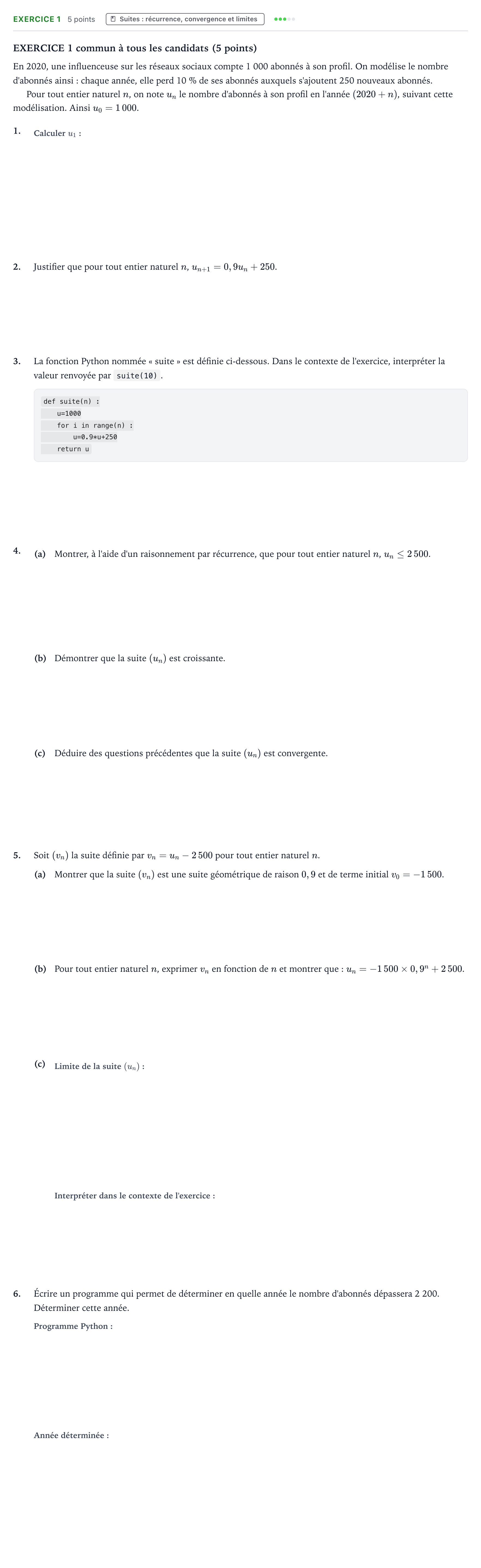 Énoncé: Exercice 1 · Bac Mathématiques Asie 2021 (jour 1)