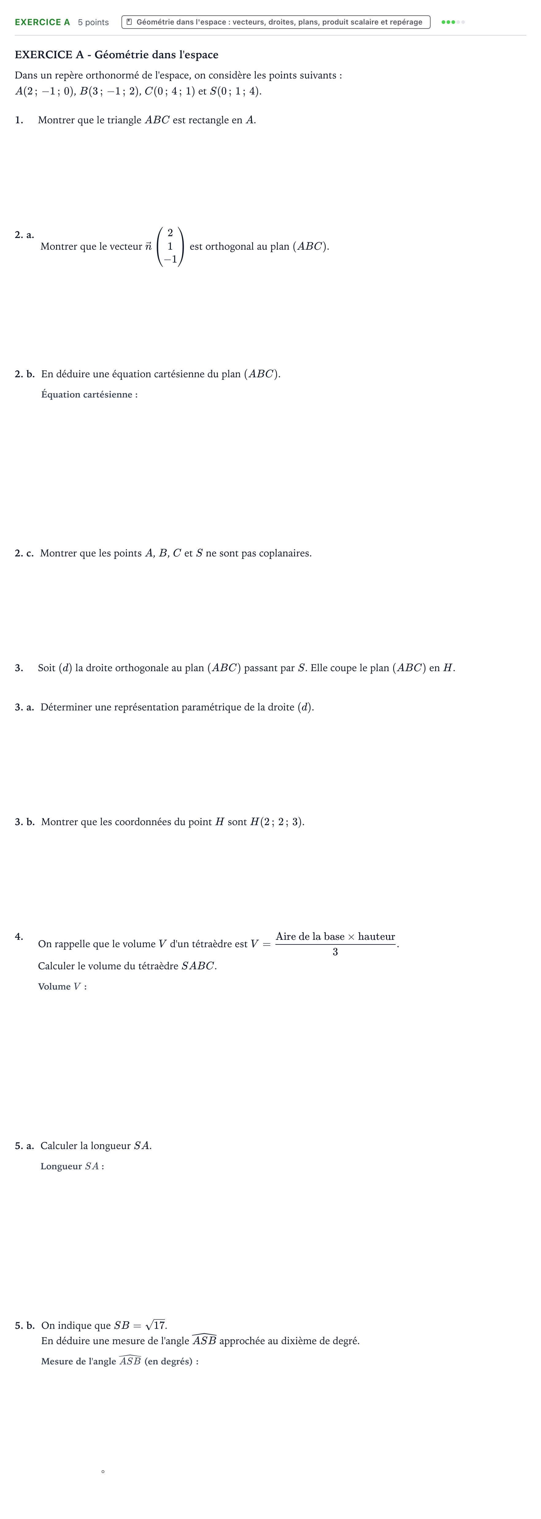 Énoncé: Exercice A · Bac Mathématiques Centres étrangers (Afrique) 2021 (jour 1)