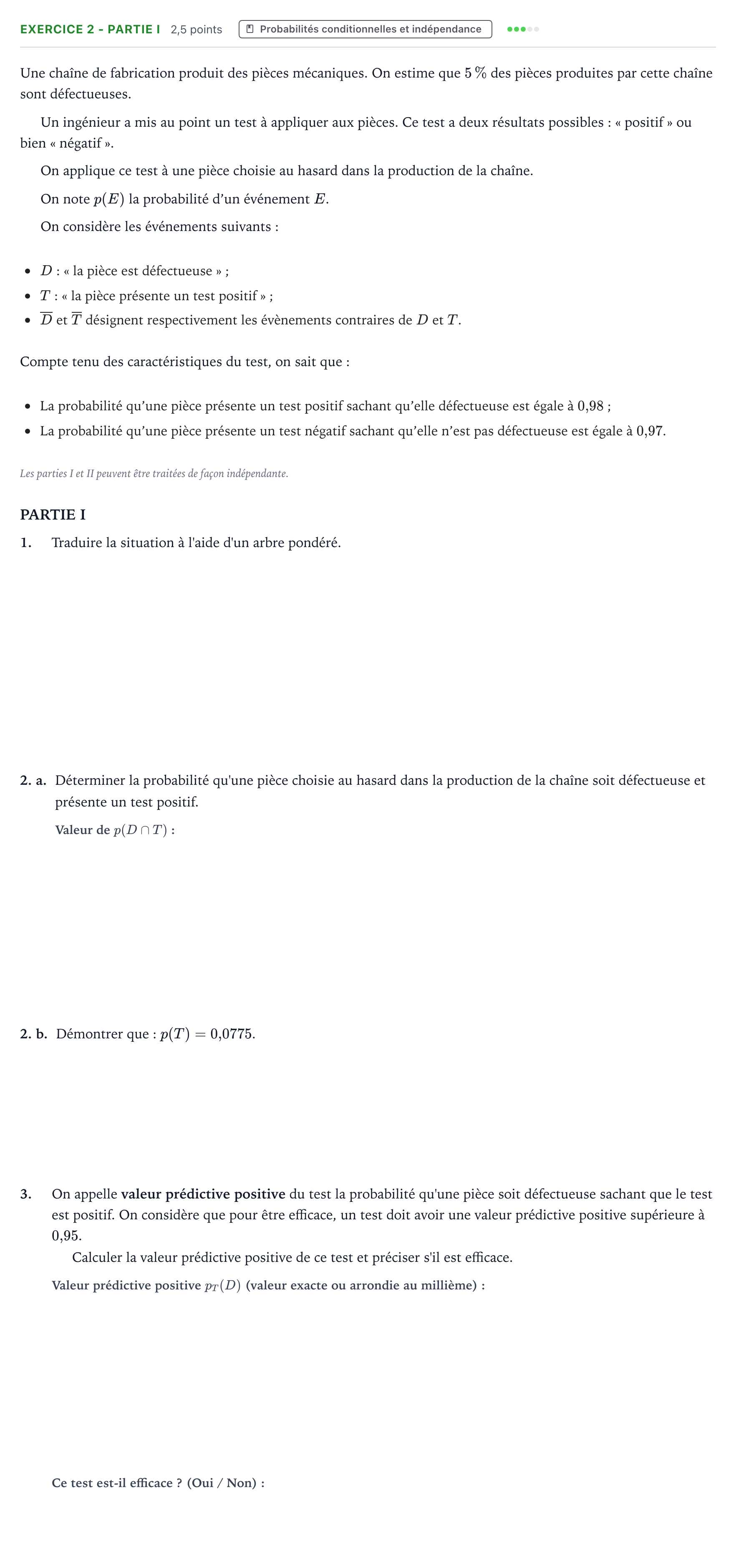 Énoncé: Exercice 2 - Partie I · Bac Mathématiques Métropole Candidat libre 2021 (sujet 1)
