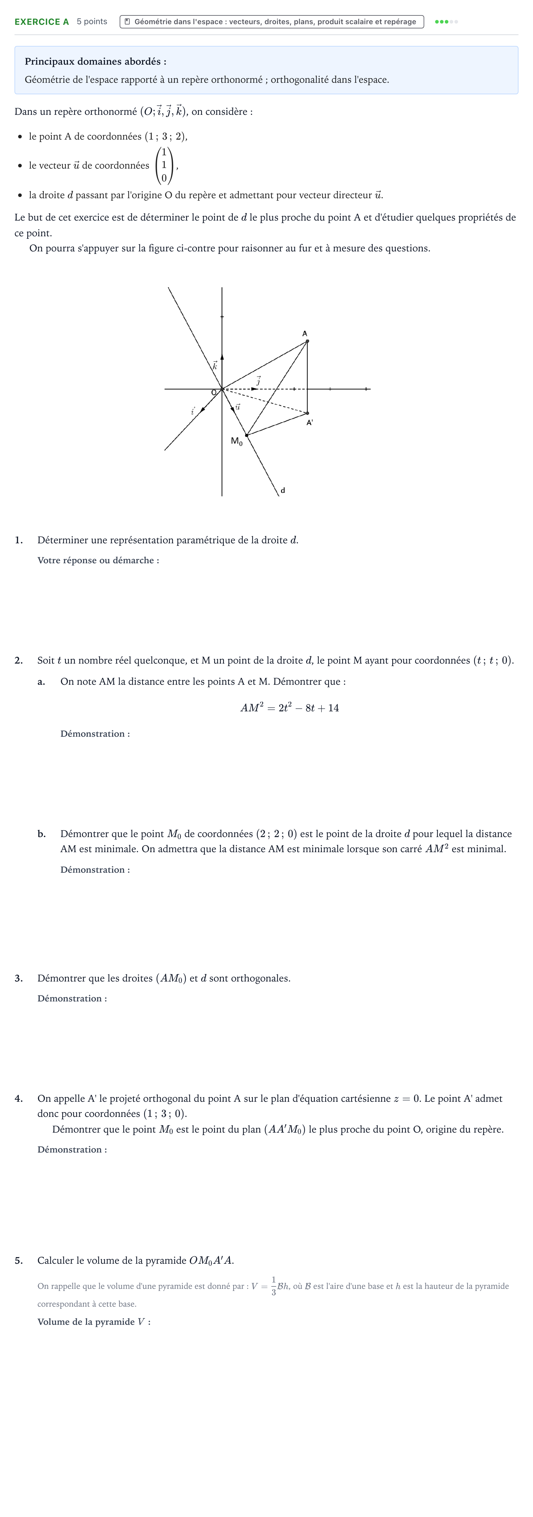 Énoncé: Exercice A · Bac Mathématiques Métropole Candidat libre 2021 (sujet 1)