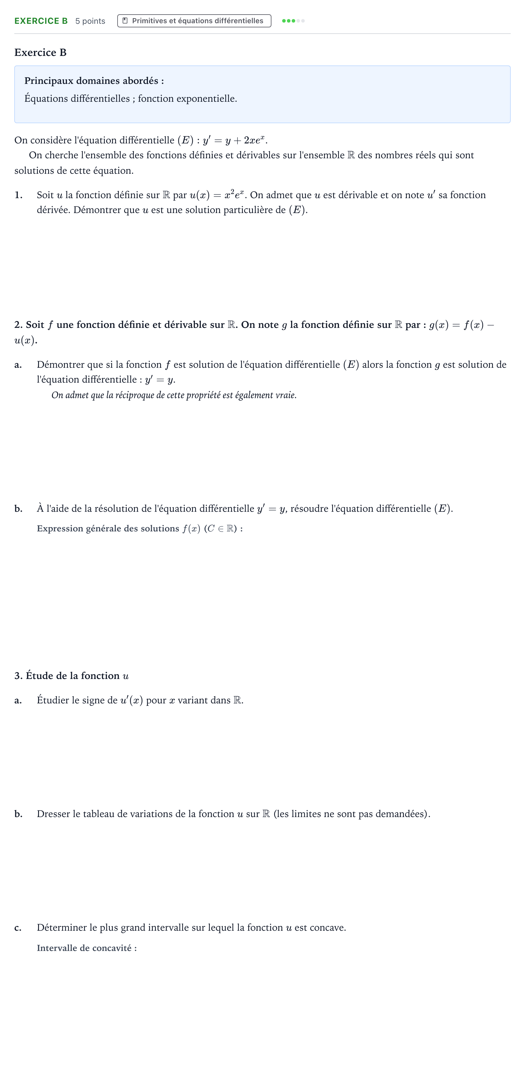 Énoncé: Exercice B · Bac Mathématiques Métropole Candidat libre 2021 (sujet 1)