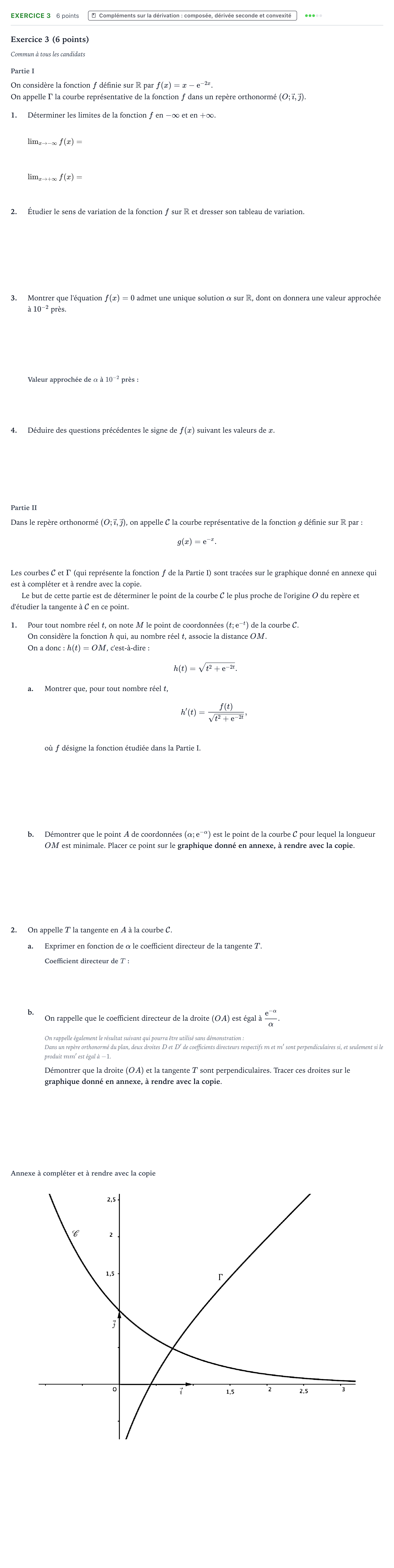Énoncé: Exercice 3 · Bac Mathématiques Métropole 2 remplacement 2021
