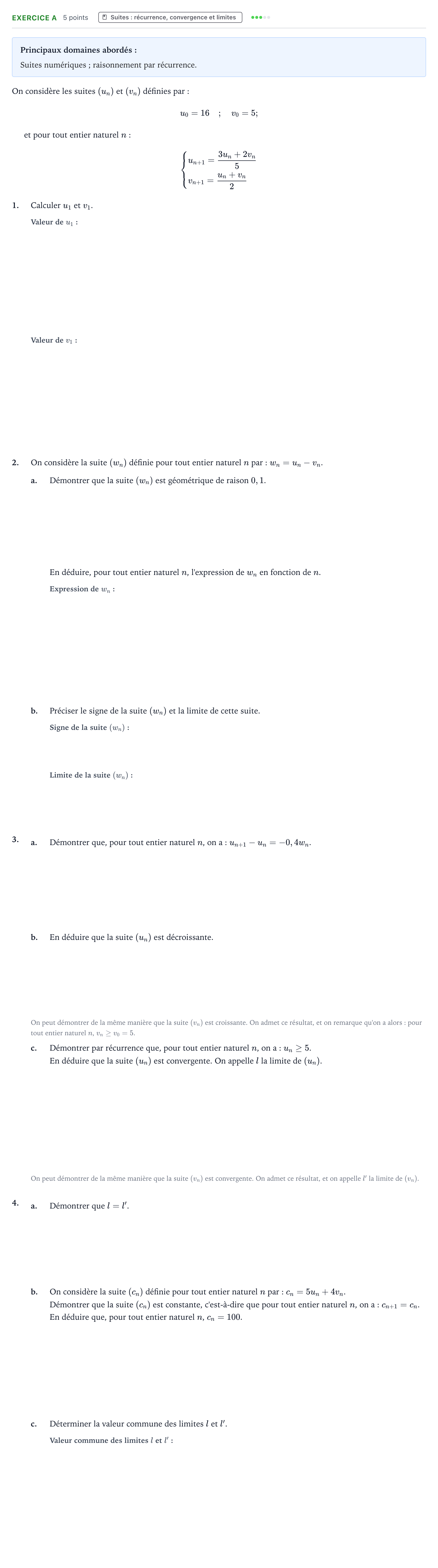 Énoncé: Exercice A · Bac Mathématiques Métropole 2 remplacement 2021
