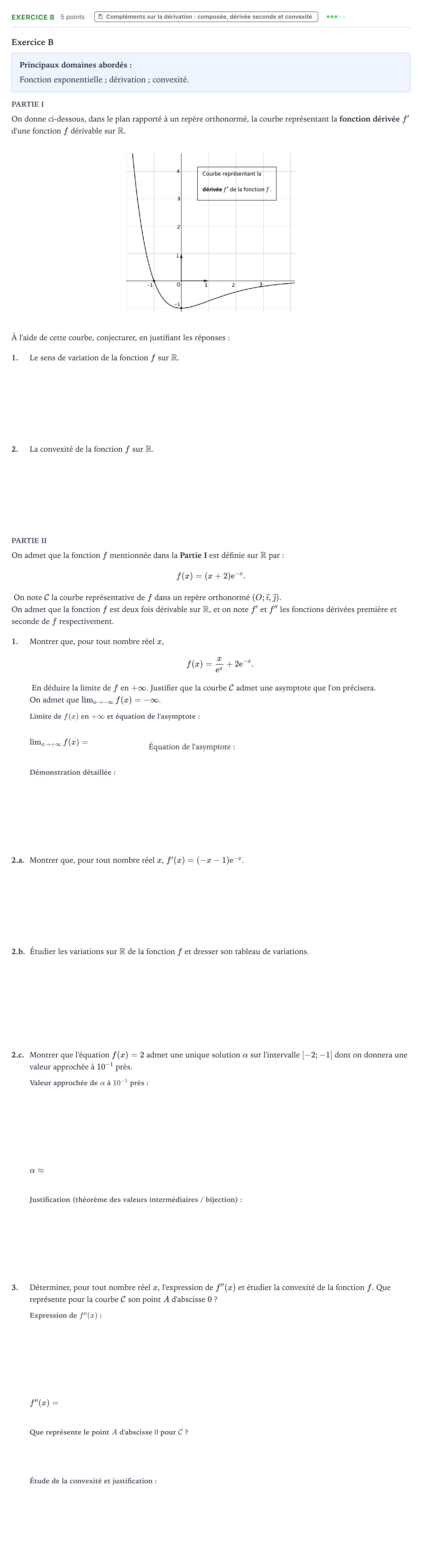 Énoncé: Exercice B · Bac Mathématiques Métropole Candidat libre 2021 (sujet 2)