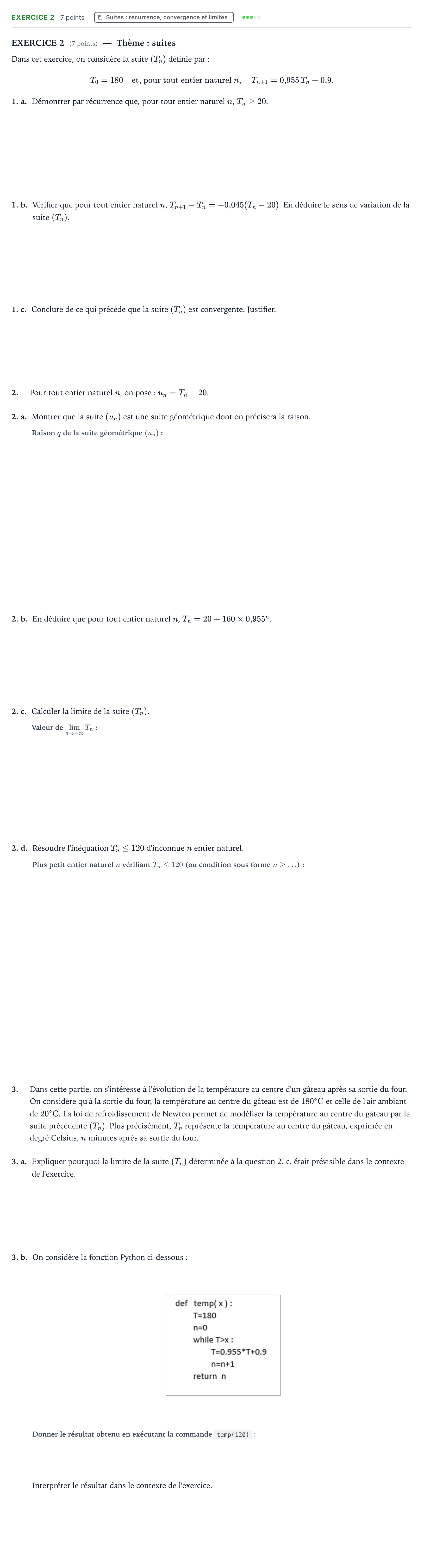 Énoncé: Exercice 2 · Bac Mathématiques Amérique du Nord 2022 (jour 1)