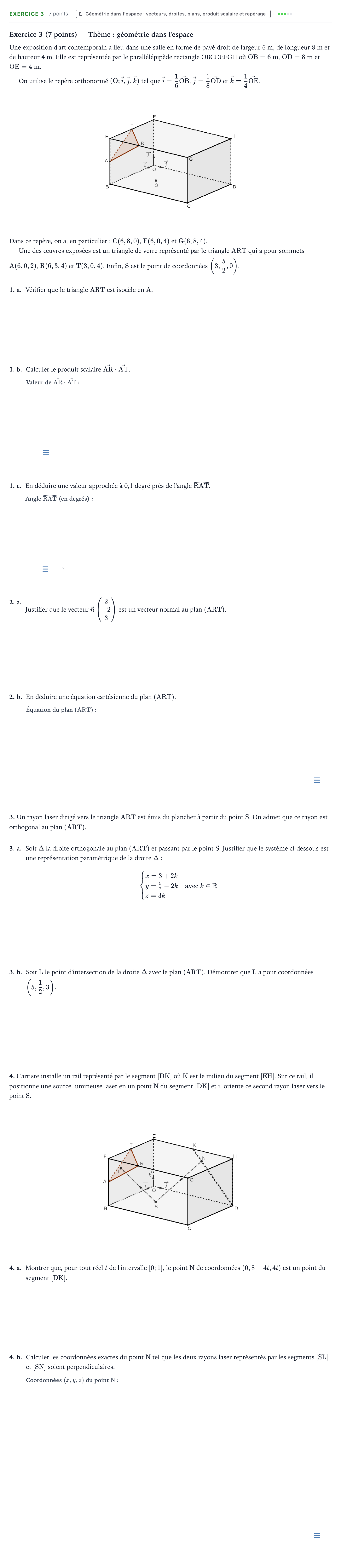 Énoncé: Exercice 3 · Bac Mathématiques Amérique du Nord 2022 (jour 2)