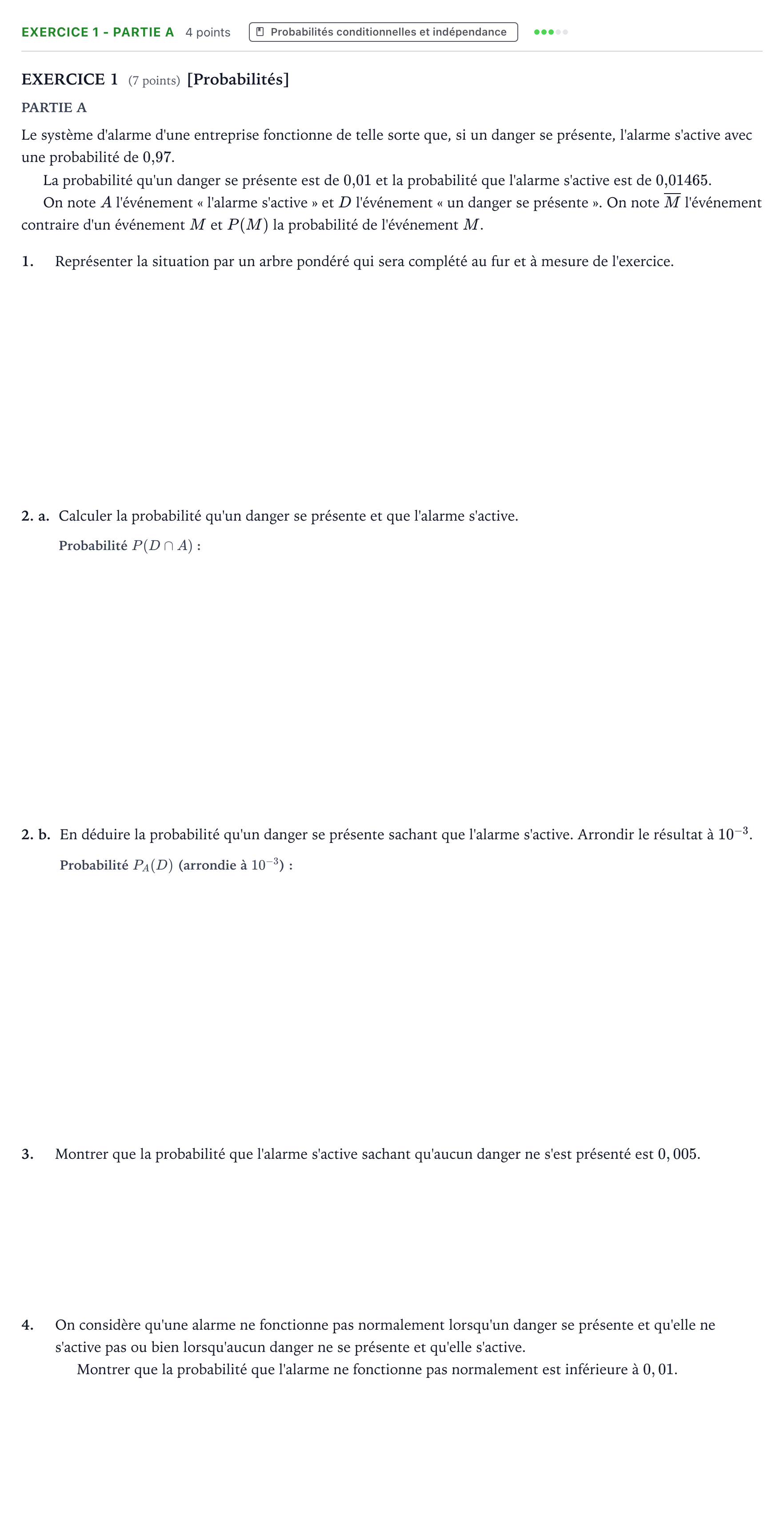 Énoncé: Exercice 1 - Partie A · Bac Mathématiques Amérique du Sud 2022 (jour 1)