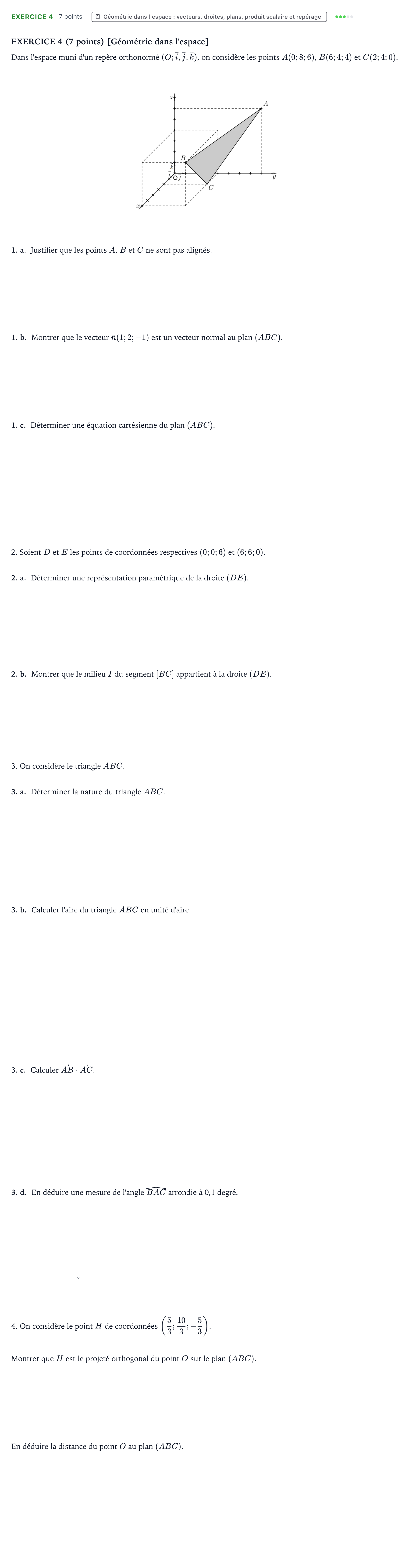 Énoncé: Exercice 4 · Bac Mathématiques Amérique du Sud 2022 (jour 2)