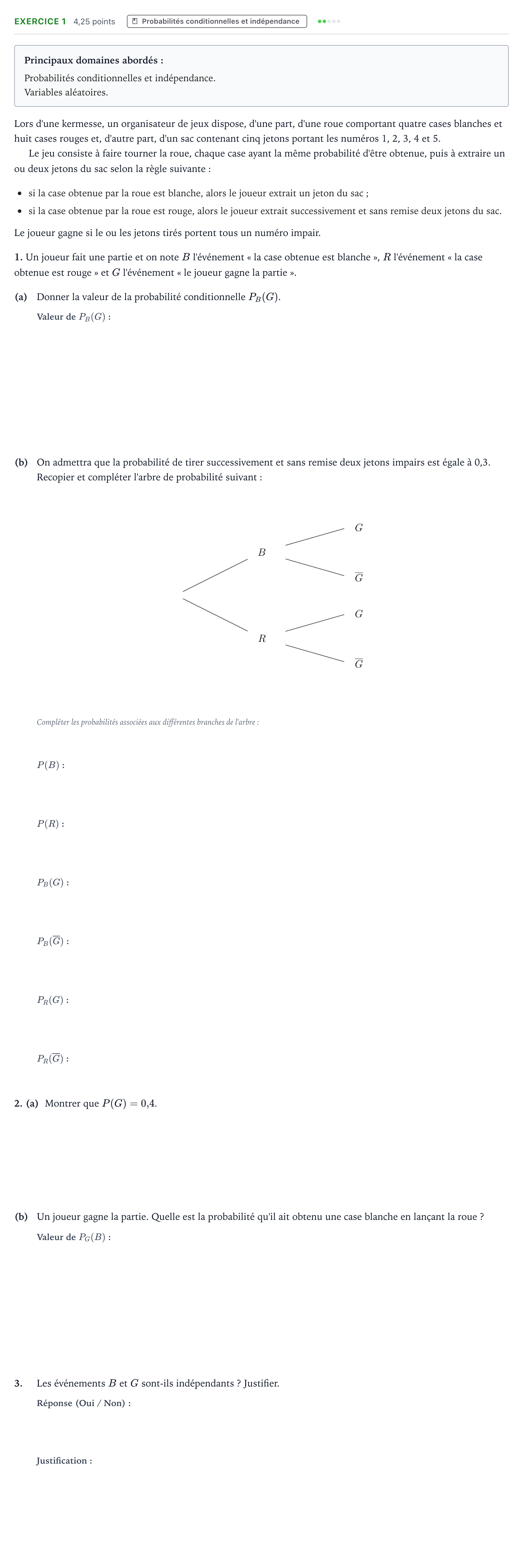 Énoncé: Exercice 1 - Probabilités conditionnelles et indé… · Bac Mathématiques Asie 2022 (jour 1)