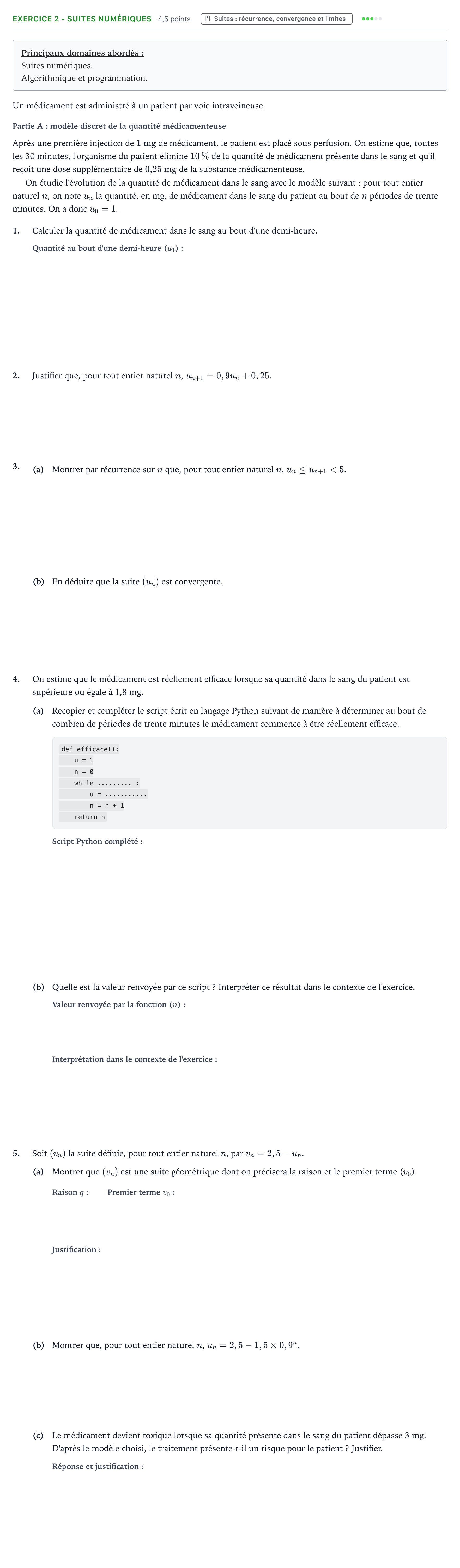 Énoncé: Exercice 2 - Suites numériques · Bac Mathématiques Asie 2022 (jour 1)