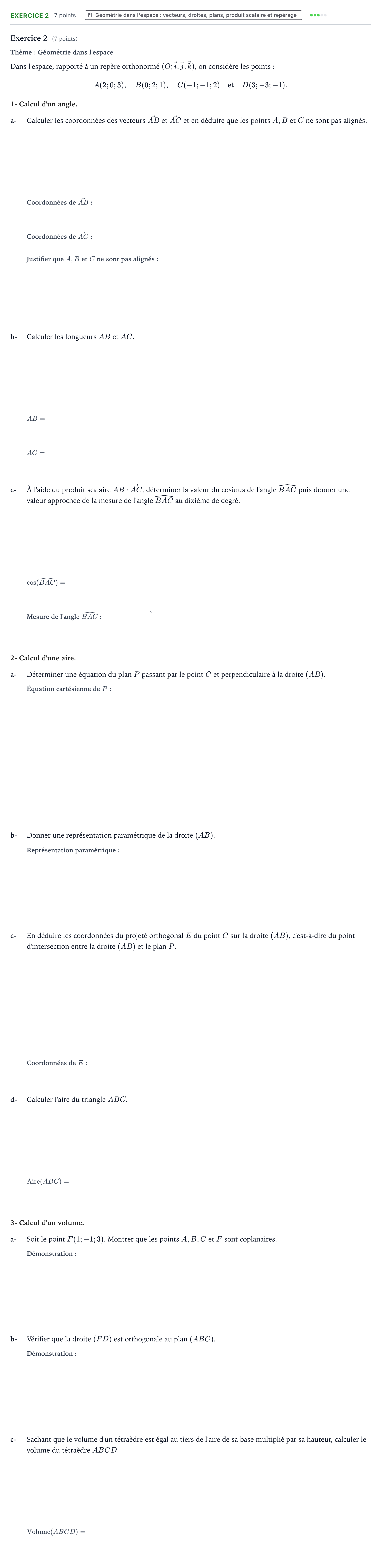 Énoncé: Exercice 2 · Bac Mathématiques Centres étrangers (Afrique) 2022 (jour 1)