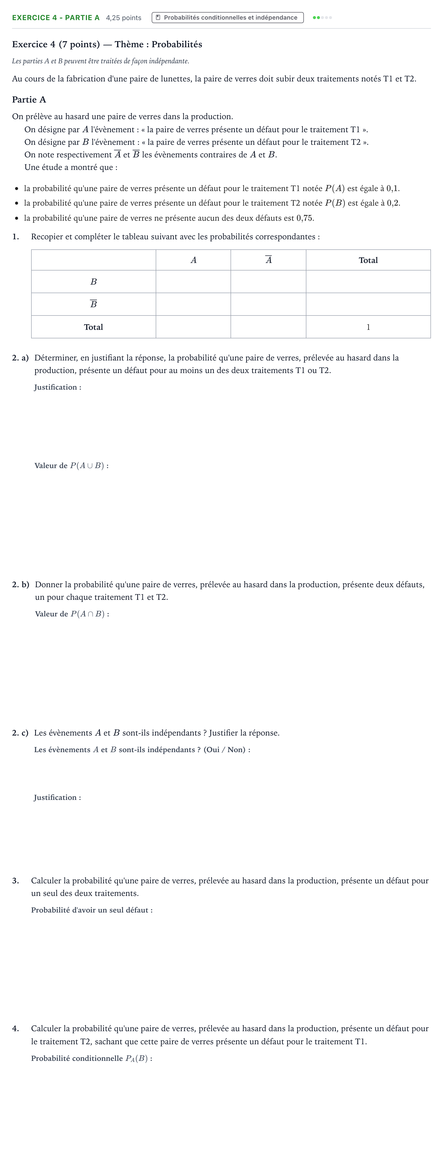 Énoncé: Exercice 4 - Partie A · Bac Mathématiques Centres étrangers (Afrique) 2022 (jour 1)